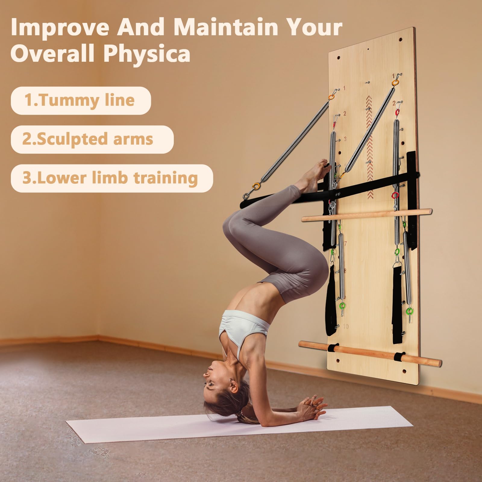 Wall Mounted Pilates Springboard Reformer Machine - Home & Gym Exercise Equipment for Yoga, Pilates & Fitness Training - Perfect for Small Spaces & Full-Body Workouts