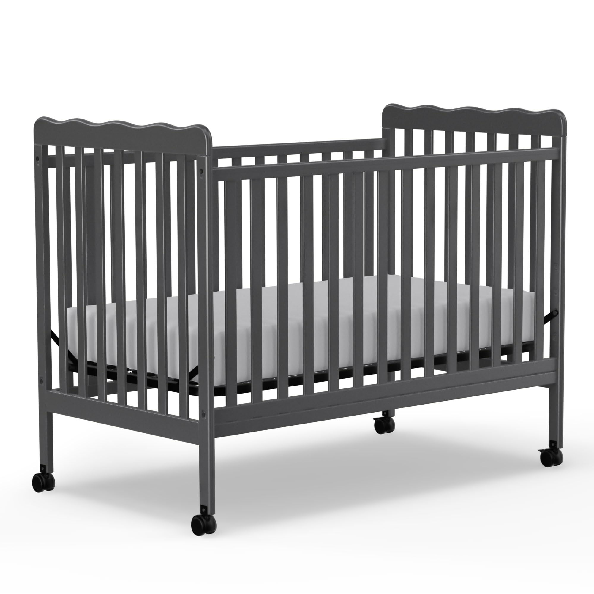 Convertible Baby Crib 3-in-1 to Toddler Bed - Full Size Nursery Furniture with Locking Wheels, Non-Toxic Finish (Storm Gray) - Perfect for Newborns to Toddlers in Modern Nurseries