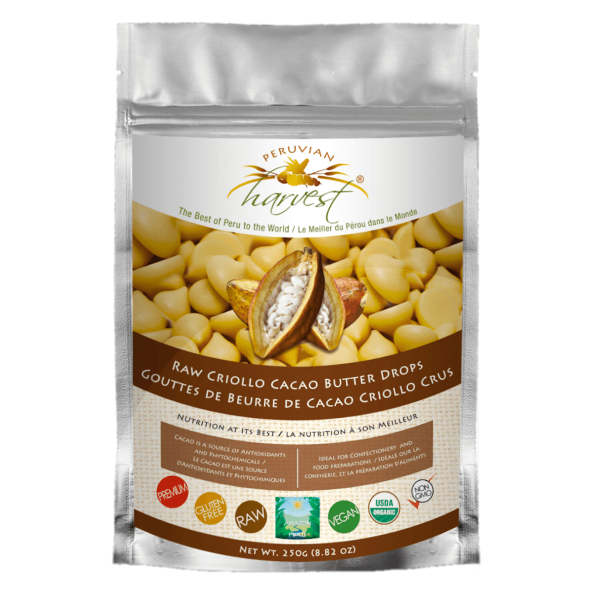 Organic Raw Criollo Cacao Butter Drops - Premium Cooking & Baking Ingredient for Chocolate, Smoothies & DIY Beauty Recipes