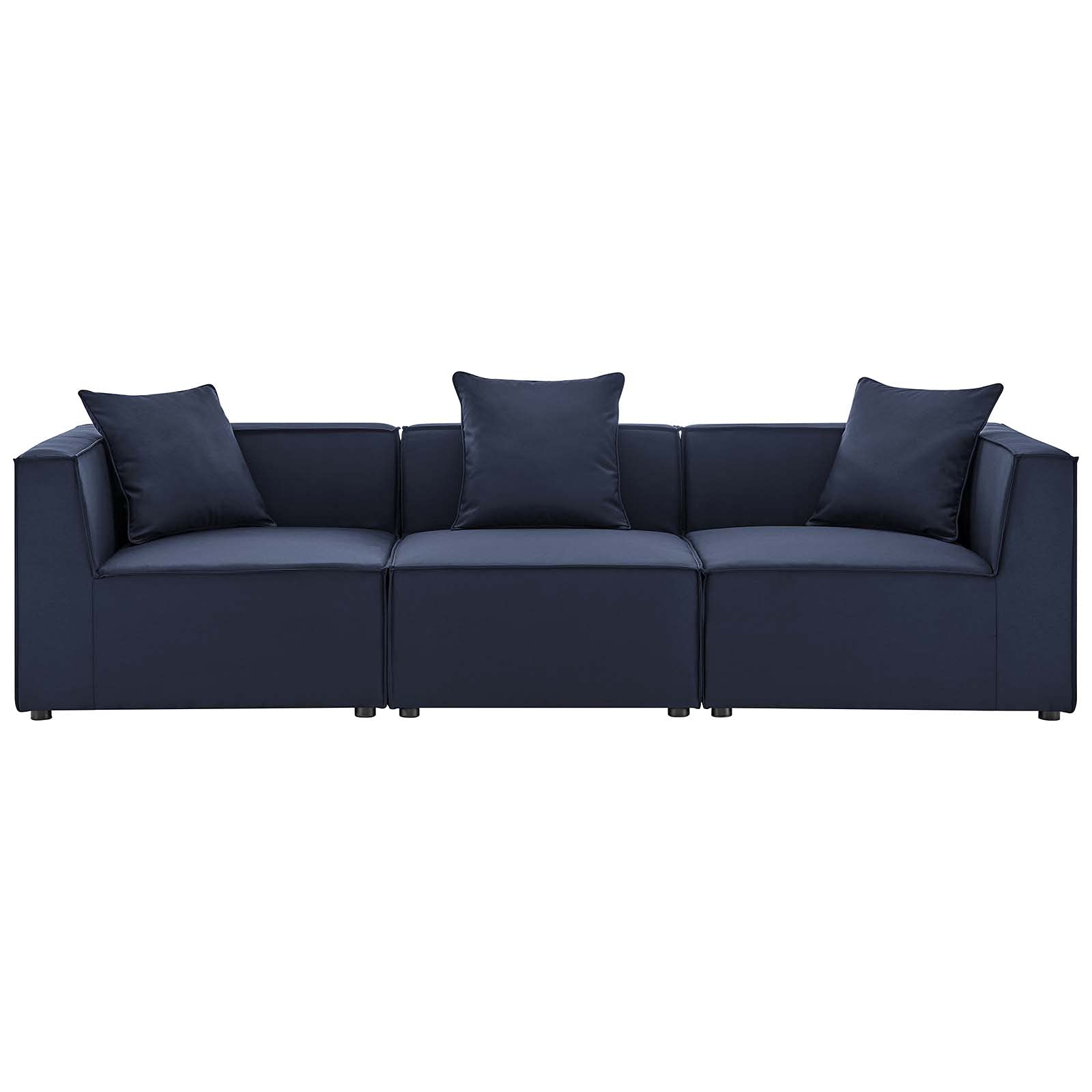 Modern Blue Navy Fabric Lounge Sectional Sofa Set for Outdoor Patio, Balcony, Cafe, Bistro, Garden, and Hotel Spaces