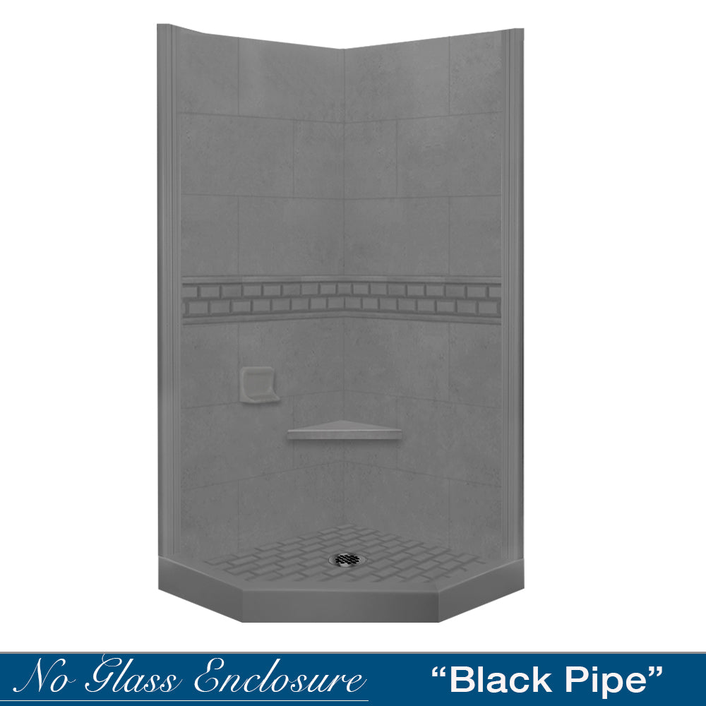 Neo Angle Wet Cement Sistine Stone & Subway Tile Shower Remodel Kit - DIY Bathroom Renovation for Modern Home Upgrade