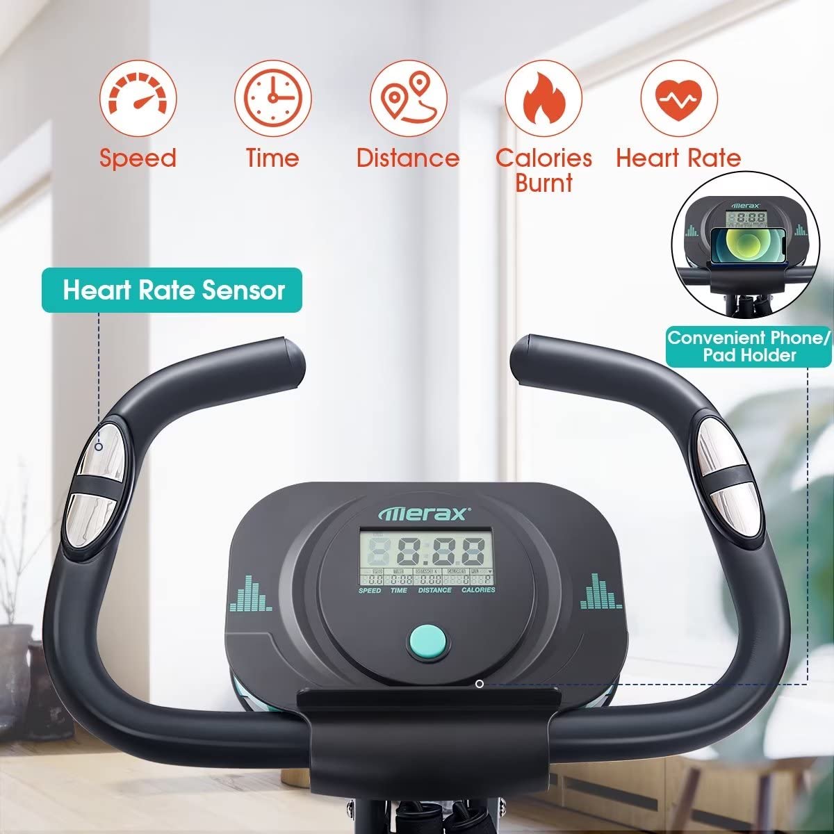 Merax Foldable Exercise Bike - 3-in-1 Magnetic Stationary Bike with 16-Level Resistance, 300LB Capacity for Home Workout | Indoor Cycling Fitness Equipment for Cardio Training & Weight Loss