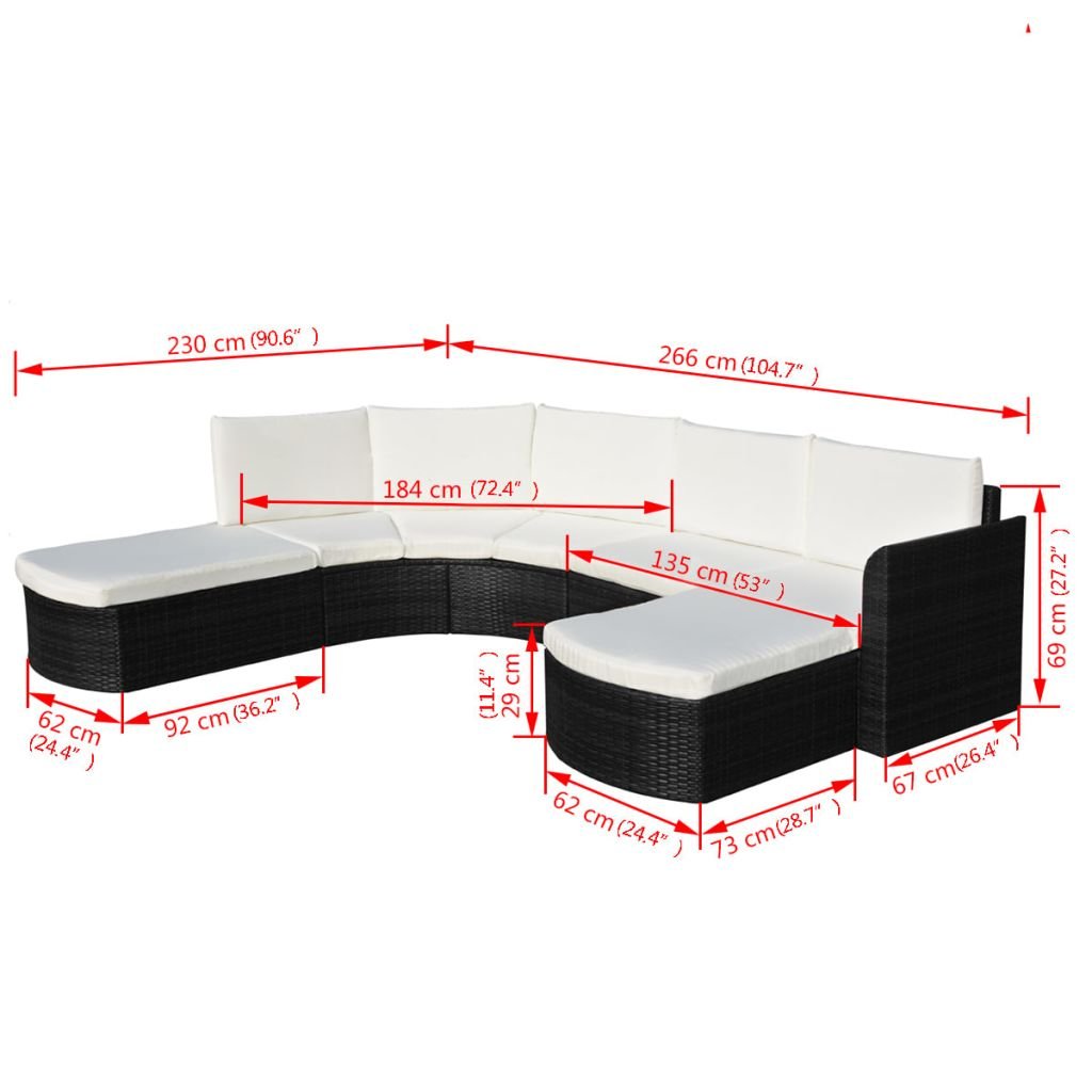 Tidyard 4-Piece Outdoor Patio Furniture Set - Black Poly Rattan Sectional Sofa with 2 Corner Chairs & 2 Ottomans, Weather-Resistant Cushioned Garden Lounge Set for Backyard, Balcony, Terrace | Perfect for Relaxing, Entertaining & Outdoor Gatherings