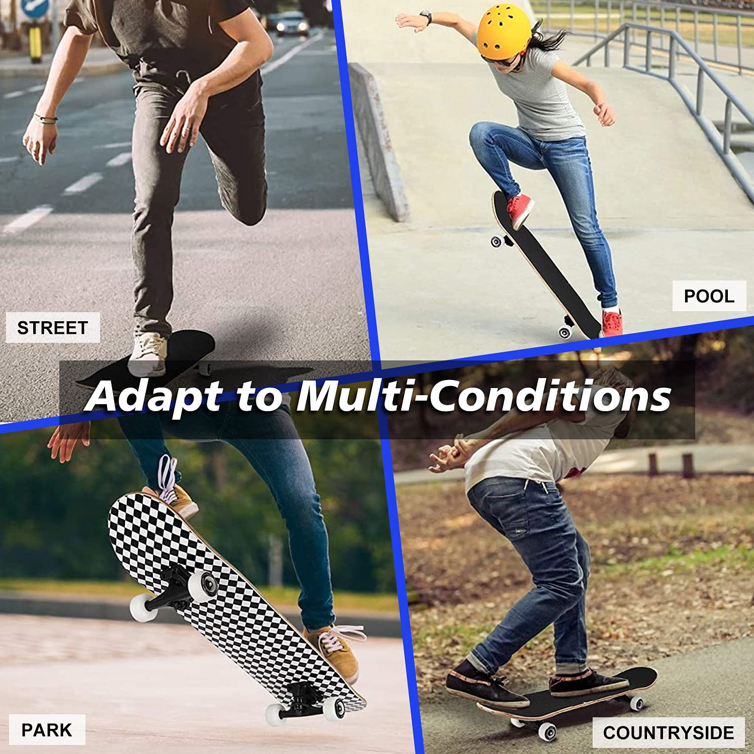 Abstract Black & White Punk Skull & Guitar Skateboard Deck - Classic Concave Design for Longboard & Street Skating | Perfect for Beginners, Pros & Extreme Sports Enthusiasts | Cool Teen Gifts for Skate Parks, Urban Commuting & Freestyle Tricks
