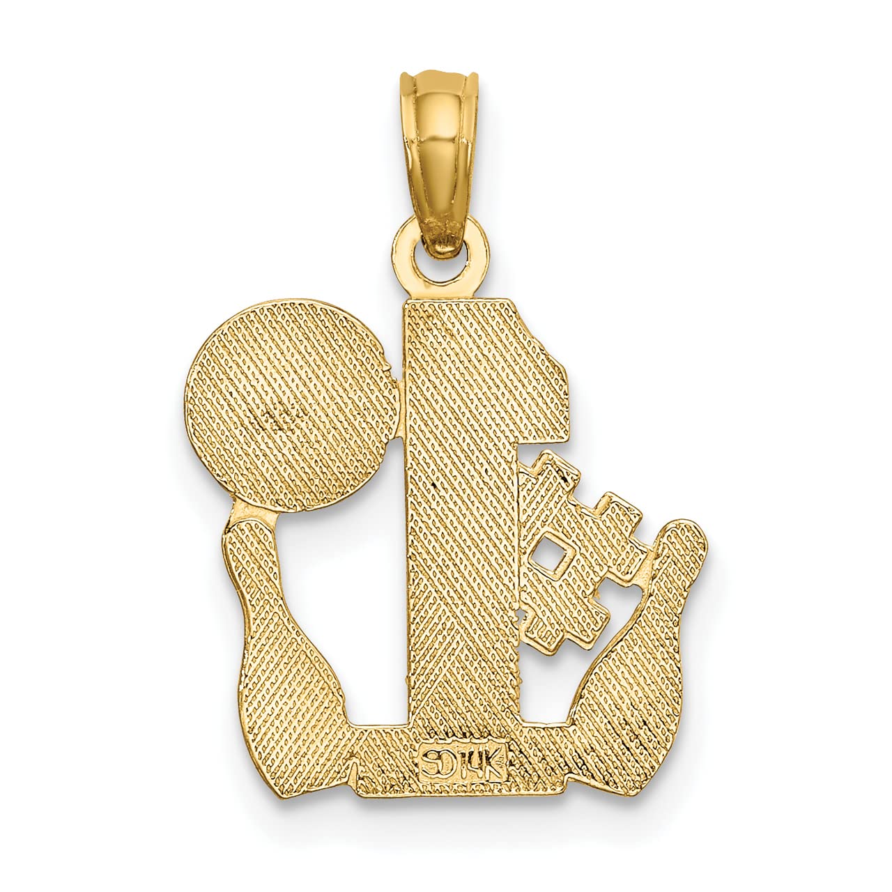 Lex & Lu 14k Yellow Gold Bowling Charm Necklace - #1 Story Pendant with Ball & Two Pins - Perfect Gift for Bowlers & Sports Lovers