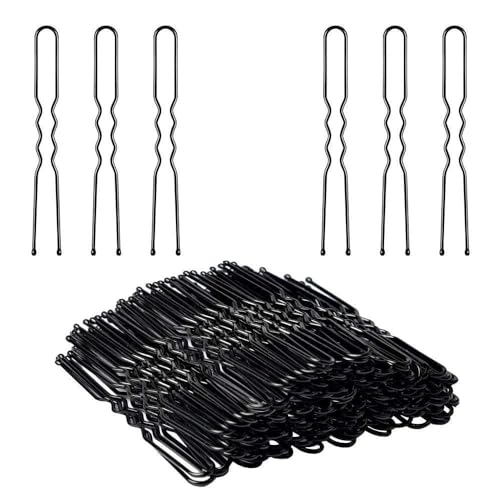 Secure Fire Black Hair Clips - 300 Pack U-Shaped Bobby Pins for Wavy Hair, Salon Grip Clips, DIY Pan Head Hair Accessories (7cm, Black) - Perfect for Styling, Updos, Braids & Everyday Hair Hold