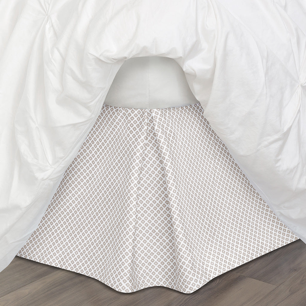 Elegant Taupe Diamonds Bed Skirt - Luxury Fitted Dust Ruffle for Queen/King Size Beds - Perfect for Master Bedrooms & Guest Rooms