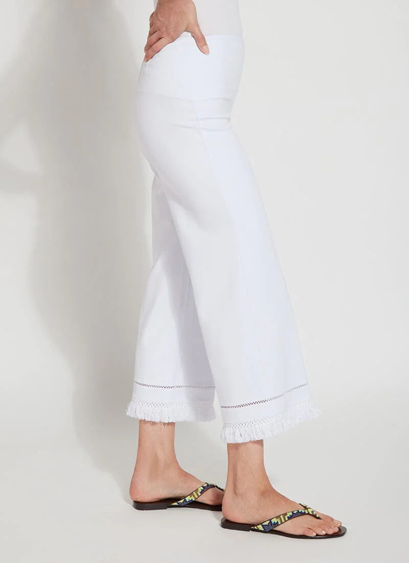 Cropped Wide Leg Pants for Women - High Waisted White Beach Pants | Comfortable Summer Trousers for Vacation, Travel & Casual Outings