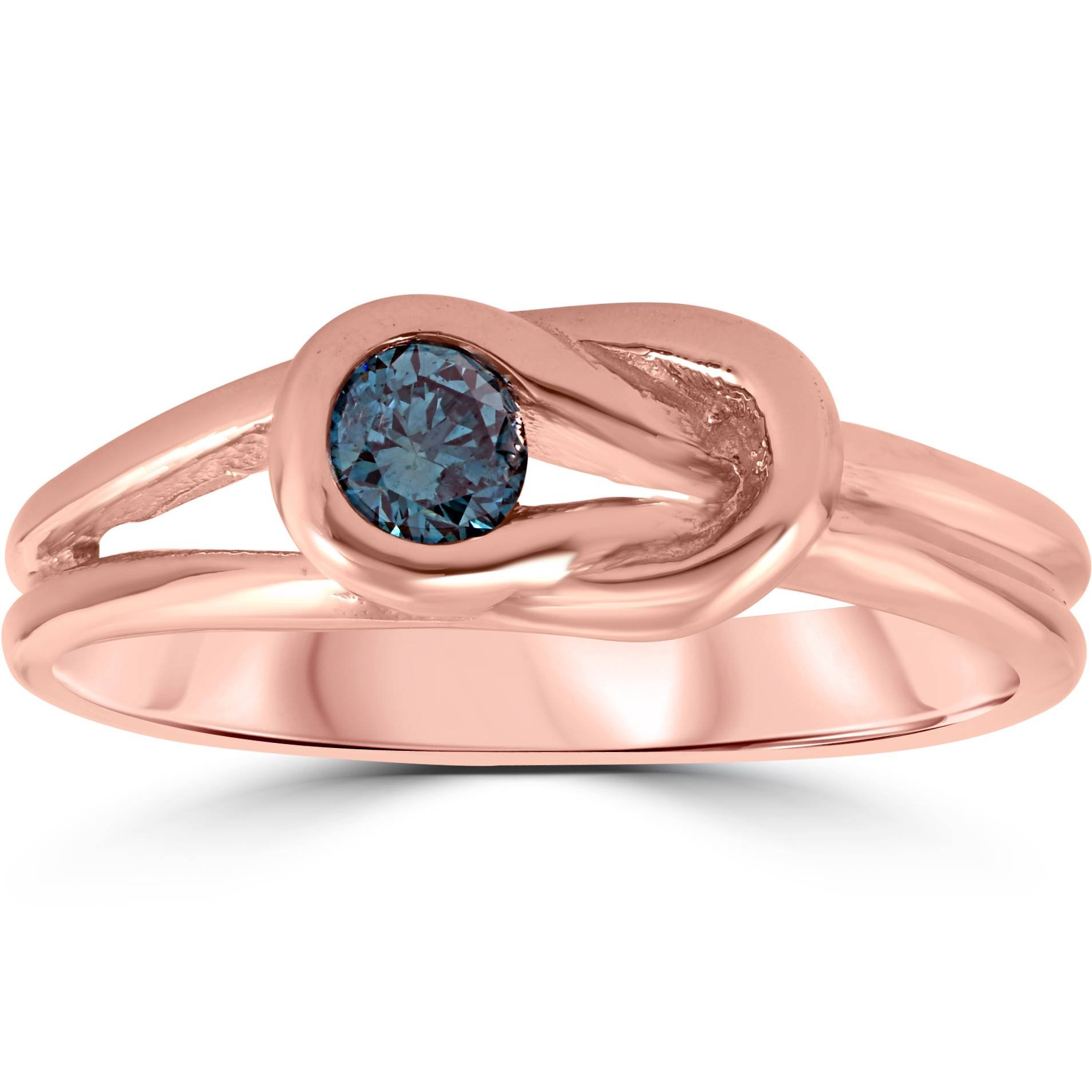 1/5ct Treated Blue Diamond Solitaire Promise Ring - 14K Rose Gold Engagement Ring for Women, Perfect for Anniversaries, Proposals & Special Occasions