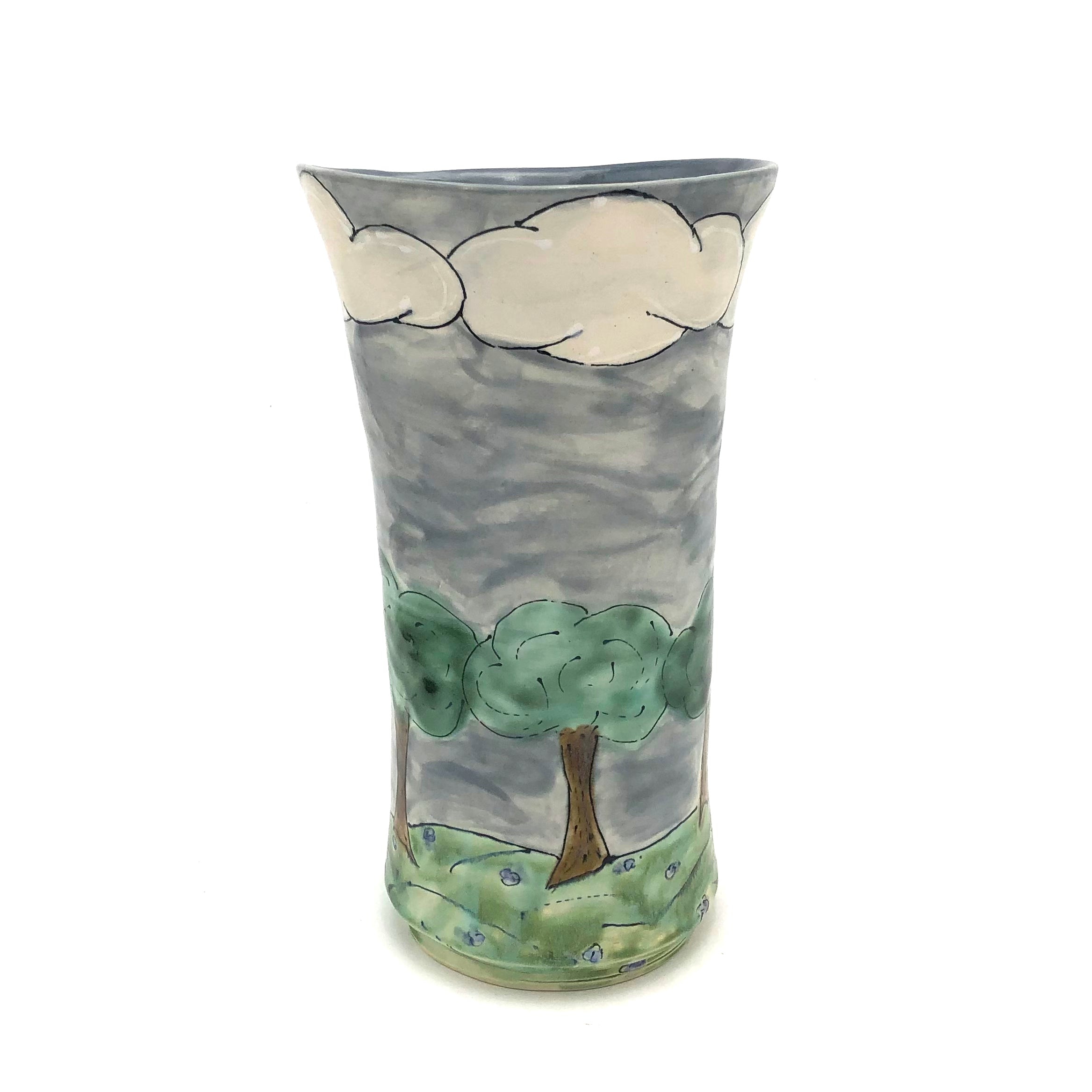 Handpainted Porcelain Vase - Sullivan FF Wandering Cloud Design | Elegant Home Decor for Living Room, Bedroom & Office