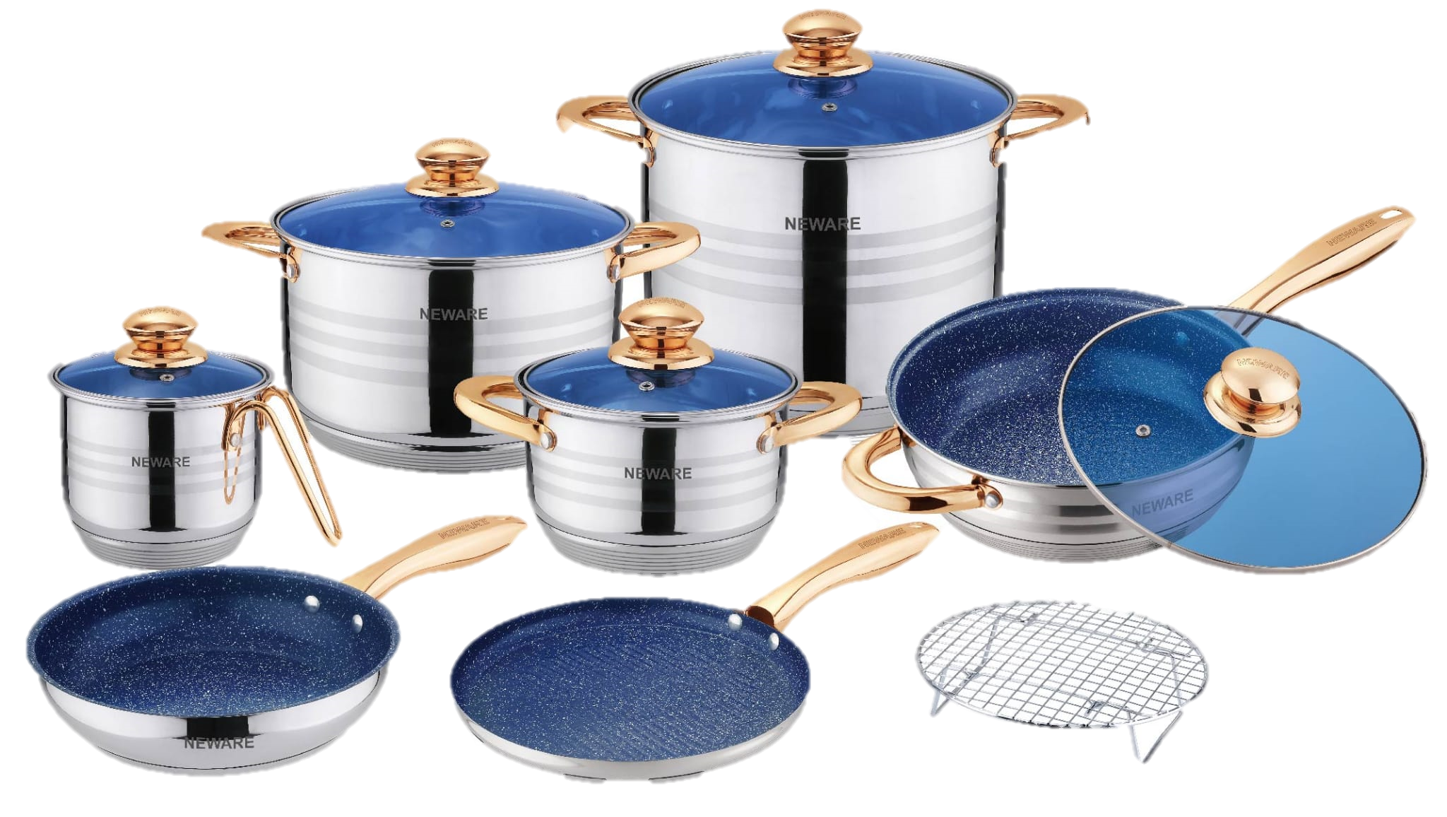 13-Piece Rose Gold Stainless Steel Cookware Set - Nonstick Kitchen Pots & Pans with Glass Lids - Perfect for Cooking, Baking & Serving - Ideal for Home Chefs & Wedding Gifts