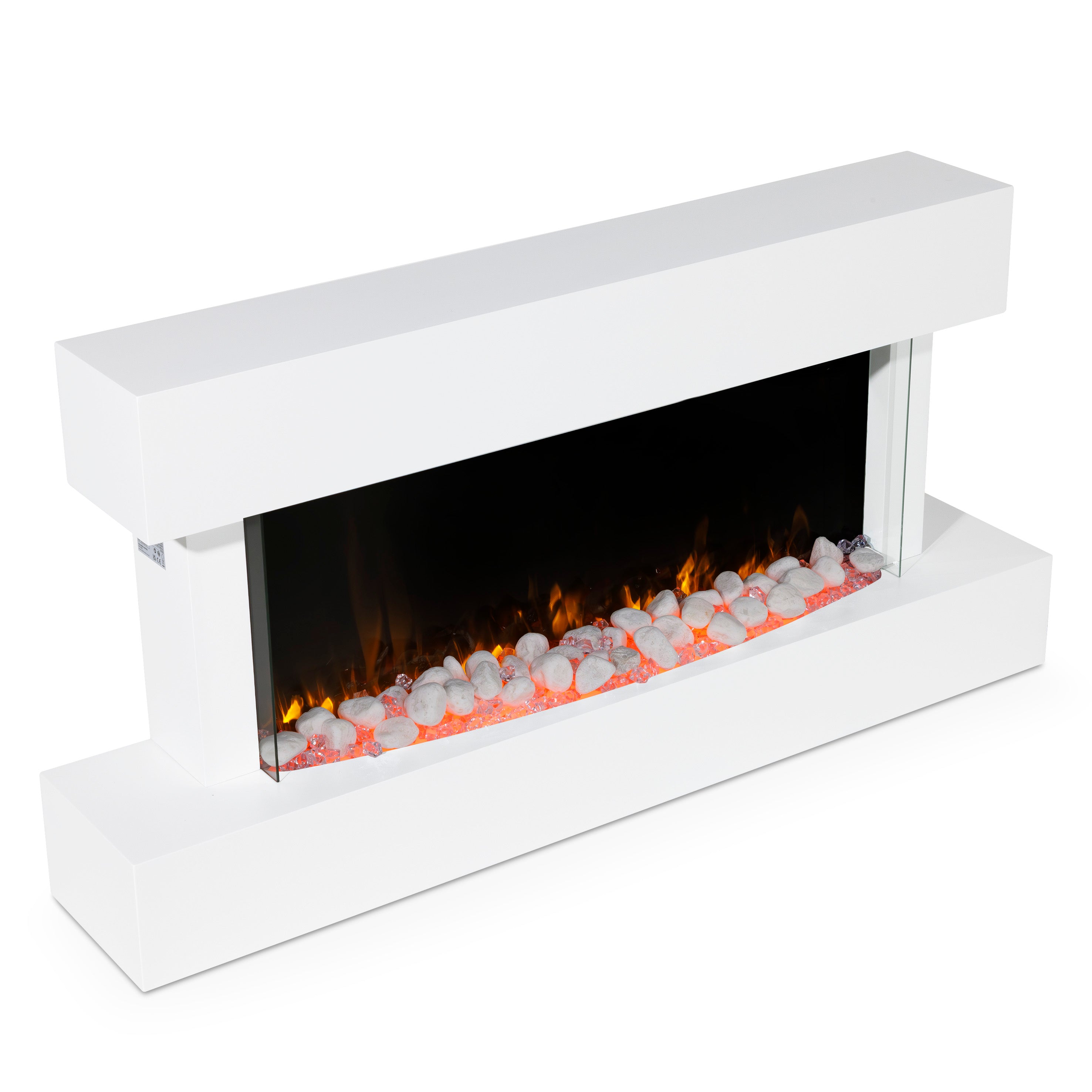 Baridi 46 Inch Electric Fireplace Wall Mounted with Realistic LED Flame Effects - White DH113 - Perfect for Living Room, Bedroom & Office Heating & Ambiance