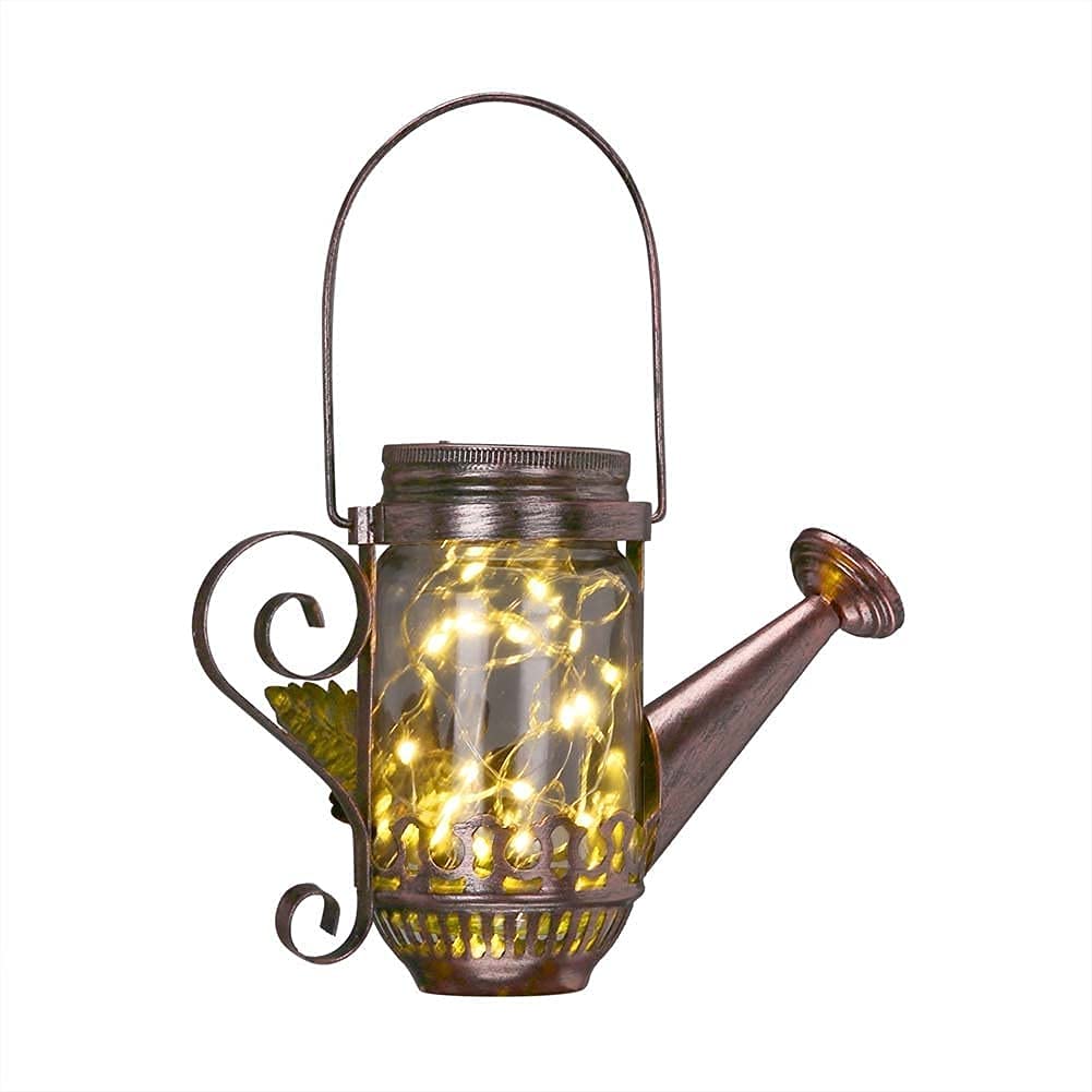 Solar Powered LED Fairy Lights Watering Can Lantern - Waterproof Outdoor Garden Decor for Patio, Yard, Porch, Lawn & Courtyard | Romantic Ambiance Lighting for Evenings & Special Occasions