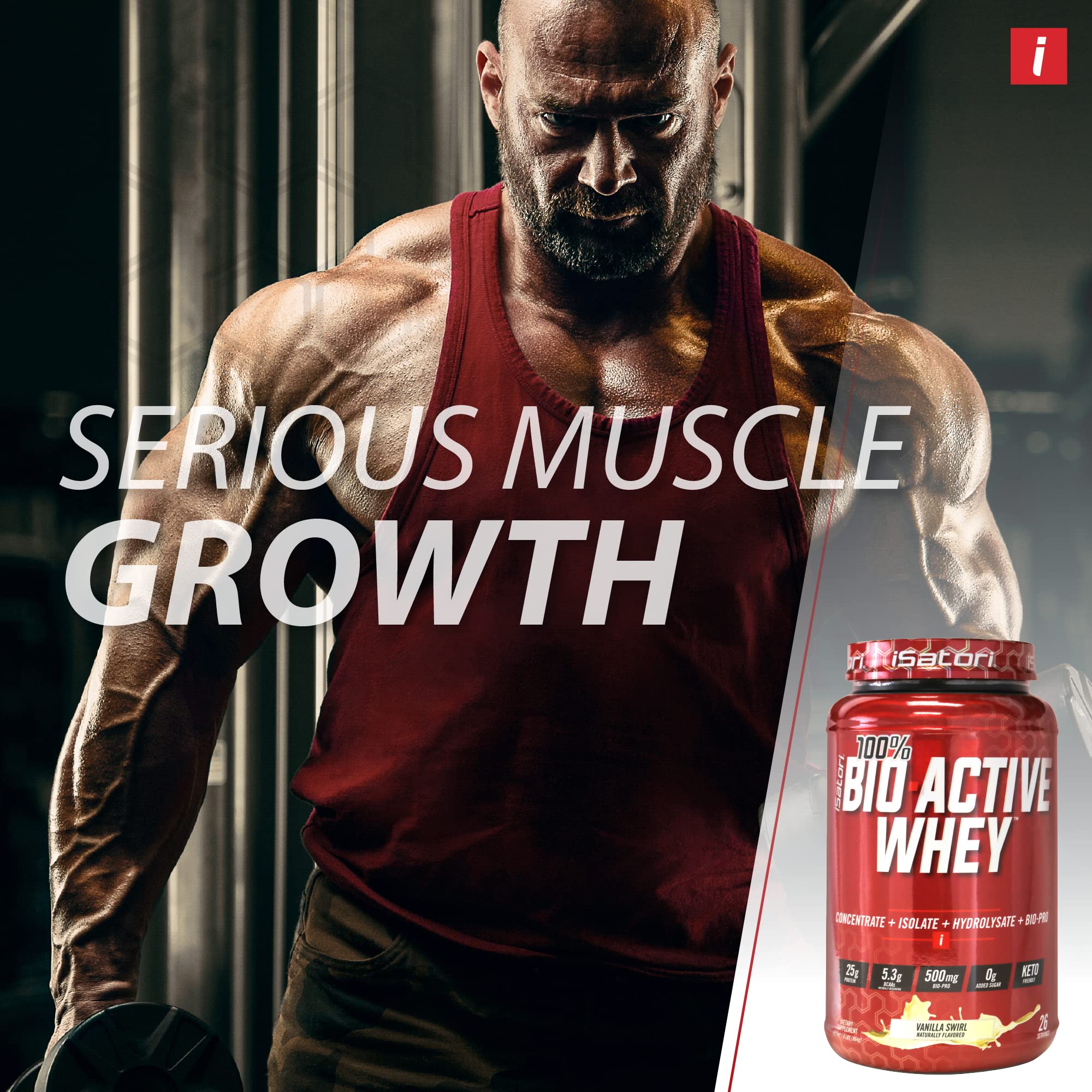 iSatori 100% Bio-Active Whey Protein Powder - 25g Protein per Serving with Whey Isolate, Hydrolysate & BCAAs for Muscle Growth & Recovery - Vanilla Swirl (26 Servings) | Ideal for Post-Workout, Gym Supplements & Fitness Enthusiasts