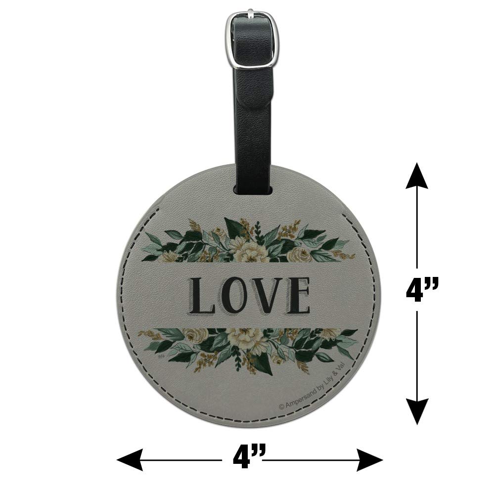 Stylish Round Leather Luggage Tag with Botanical Flower Design - Durable Suitcase ID Tag for Travel Bags, Perfect for Carry-Ons, Checked Luggage & Backpacks