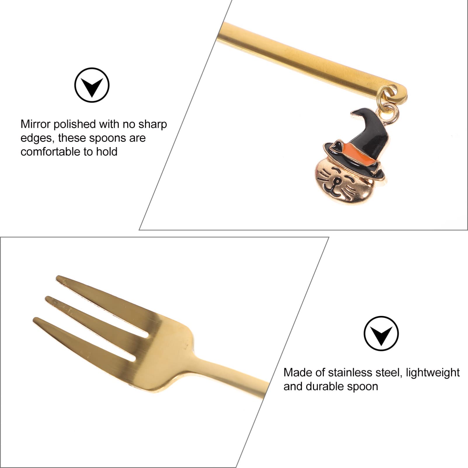 4-Piece Stainless Steel Fruit Forks Set - Elegant Appetizer & Dessert Forks for Parties, Halloween, Snacks, and Dinnerware - Perfect for Fruit Platters, Cheese Boards, and Dessert Tables