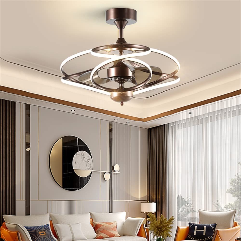 Modern American Style Ceiling Fan with LED Light - Remote Control Metal Chandelier for Living Room, Bedroom & Patio - Energy Efficient Quiet Operation (Style A)