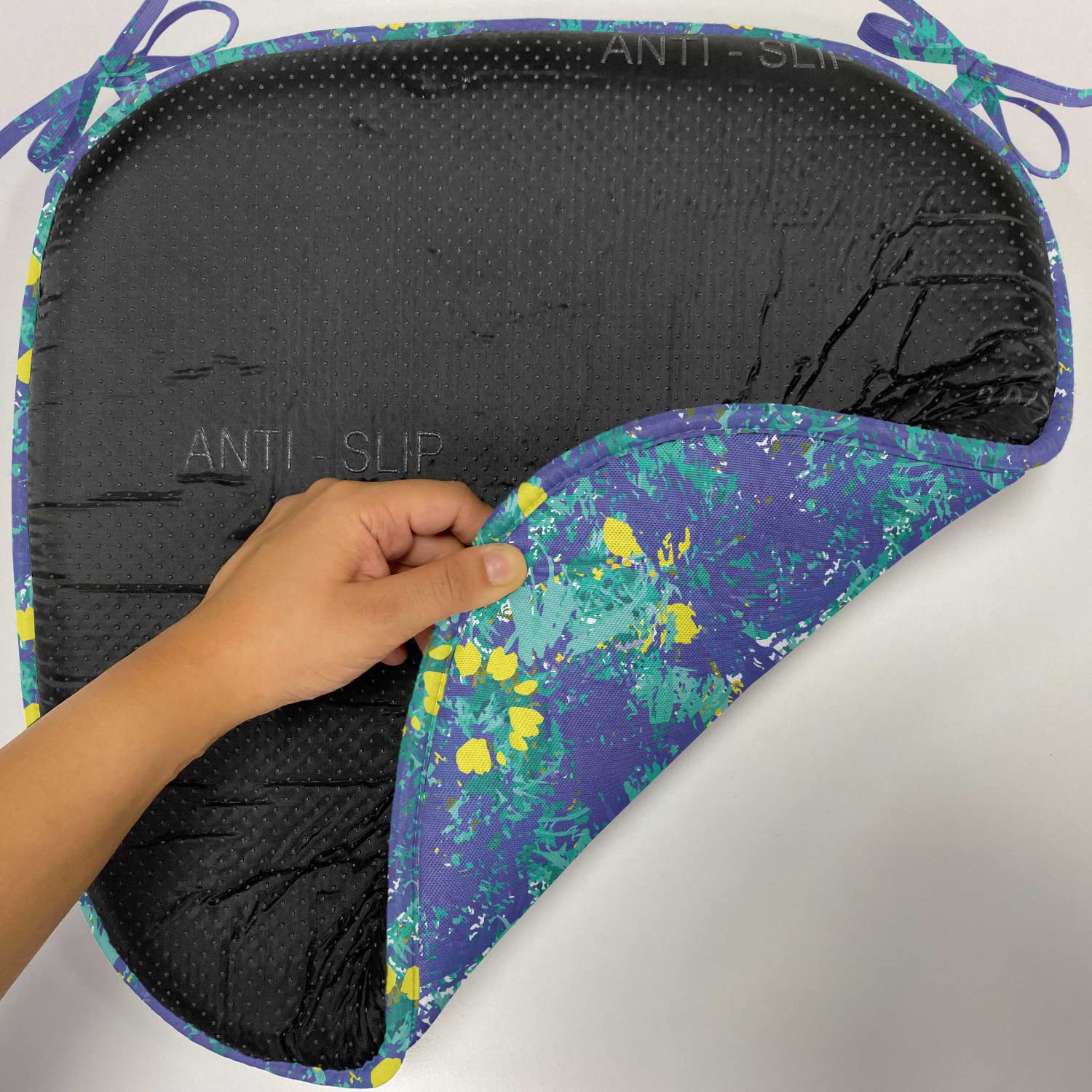 Handmade Anti-Slip Seat Cushion Set of 12 - 16x16 Inch Dark Lavender Yellow Paint Splatter Design for Kitchen, Dining & Patio Chairs - Durable & Stylish Home Decor