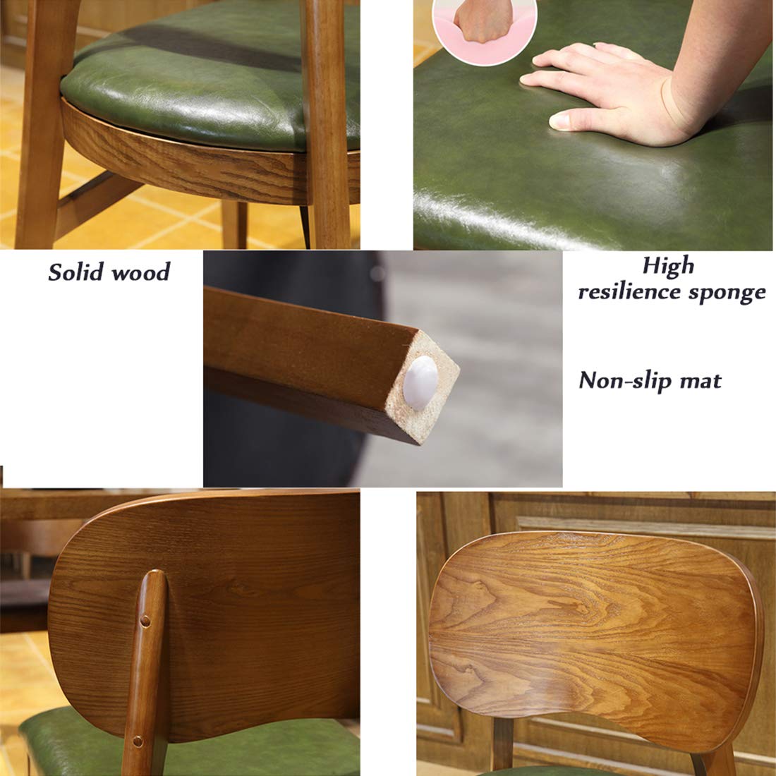 RXBFD Solid Wood Mid-Century Modern Dining Chair - Comfortable Accent Chair for Dining Room, Office, Living Room, Kitchen, Patio & Terrace - Perfect for Leisure, Work & Entertaining