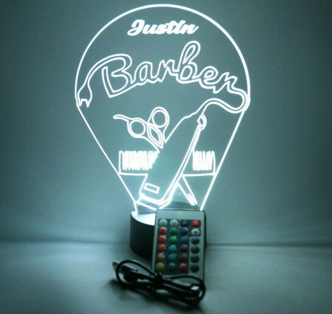 Custom LED Barber Shop Light - Personalized Engraved Name, 16 Color Options with Remote - Perfect for Barbershop, Salon, Man Cave & Home Decor - Unique Gift for Men & Grooming Enthusiasts