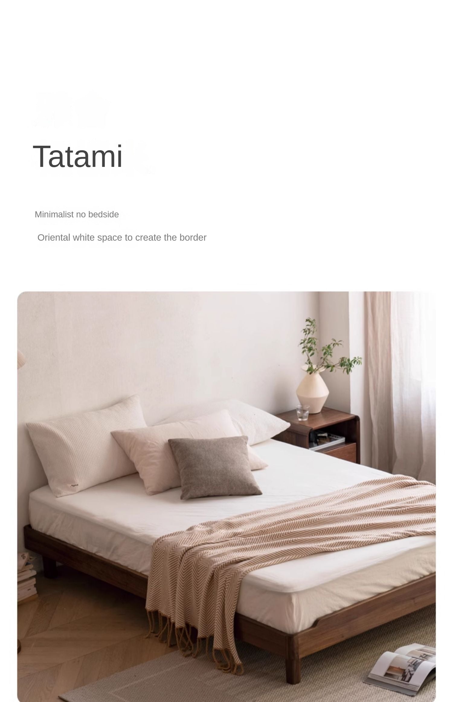 Solid Wood Platform Bed in Black Walnut & Ash - Headboard-Free Modern Bed Frame for Bedroom, Guest Room, or Dorm