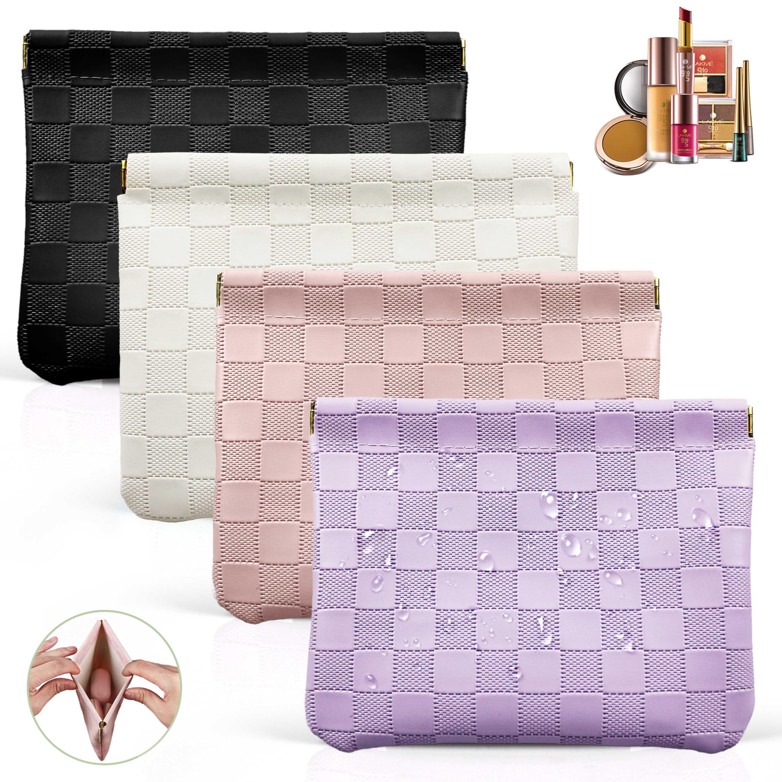 4PCS Cute Checkered Mini Makeup Bags 7.09