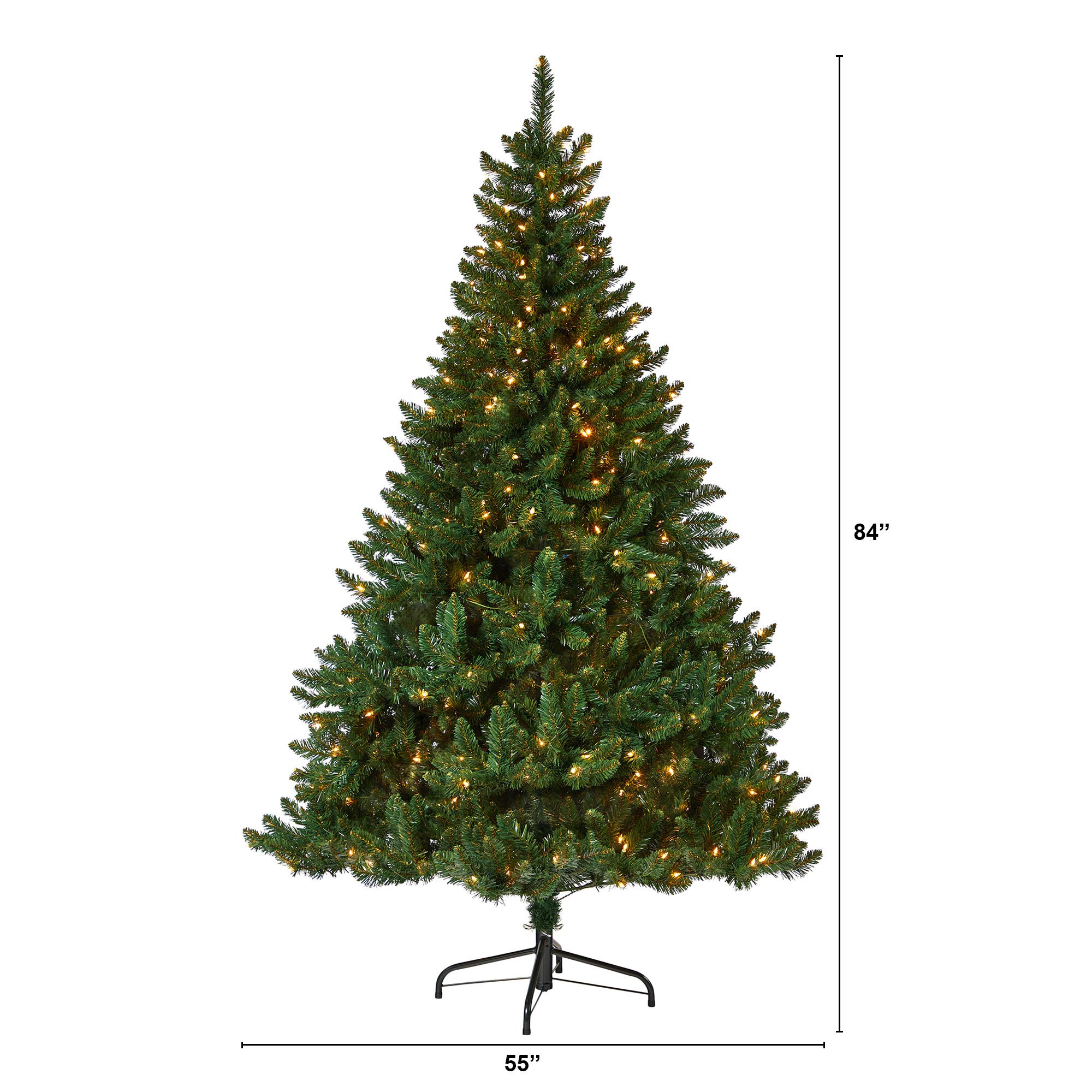 Nearly Natural 7ft Pre-Lit Artificial Christmas Tree - 400 Clear LED Lights, 1330 Bendable Branches, Northern Rocky Spruce Design for Holiday Decor | Perfect for Living Room, Office & Festive Home Decorations