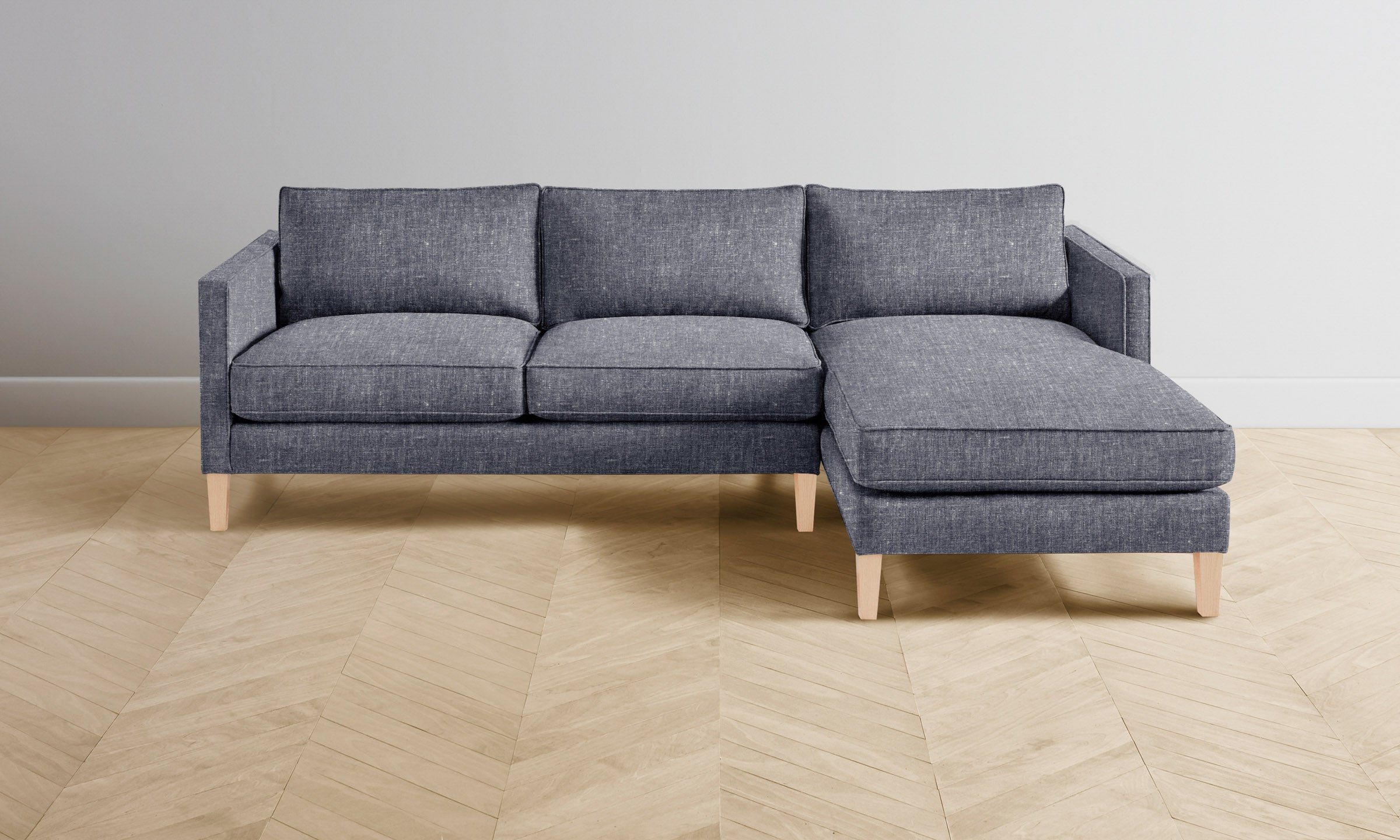 Premium Crosby Sectional Sofa - Heritage Belgian Linen Upholstery in Lake Blue | Modern Living Room Furniture for Relaxation & Entertaining
