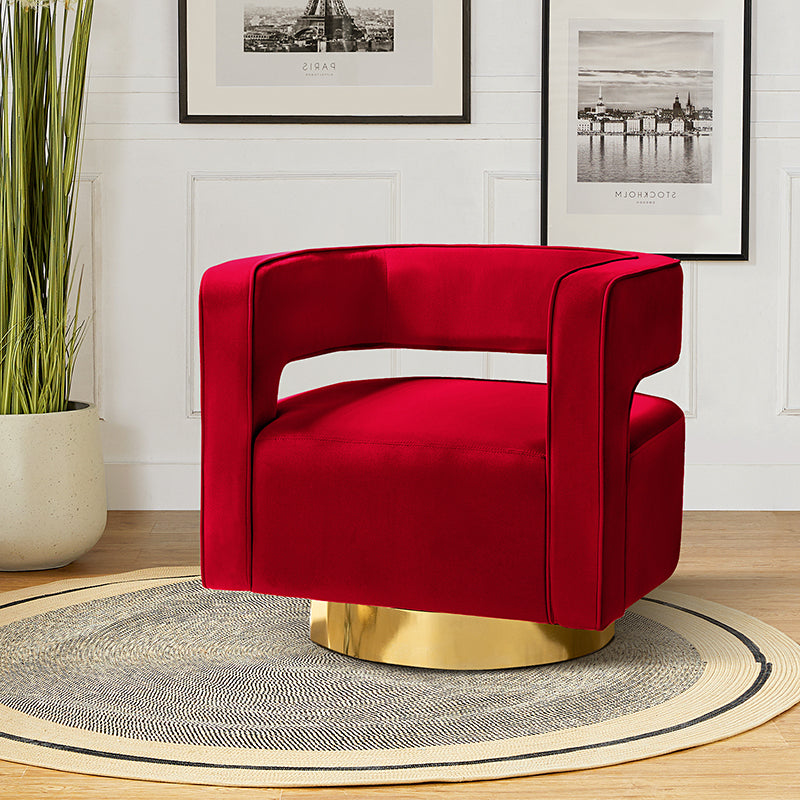 Agata Velvet Swivel Barrel Armchair - Modern Velvet Accent Chair with 360° Rotation for Living Room, Bedroom & Office