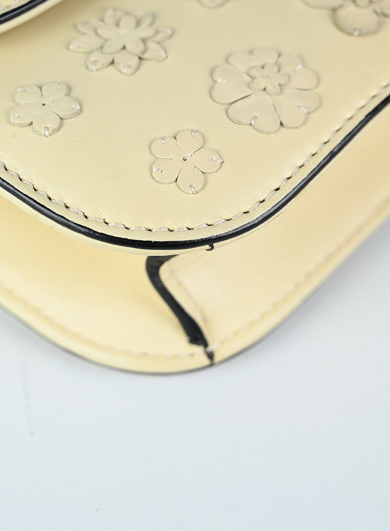 Valentino White Leather Handbag with Floral Design - Perfect for Women's Fashion, Parties & Special Occasions