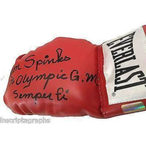 Leon Spinks Autographed Boxing Glove - #D/10 COA - 1976 Olympic Gold & 