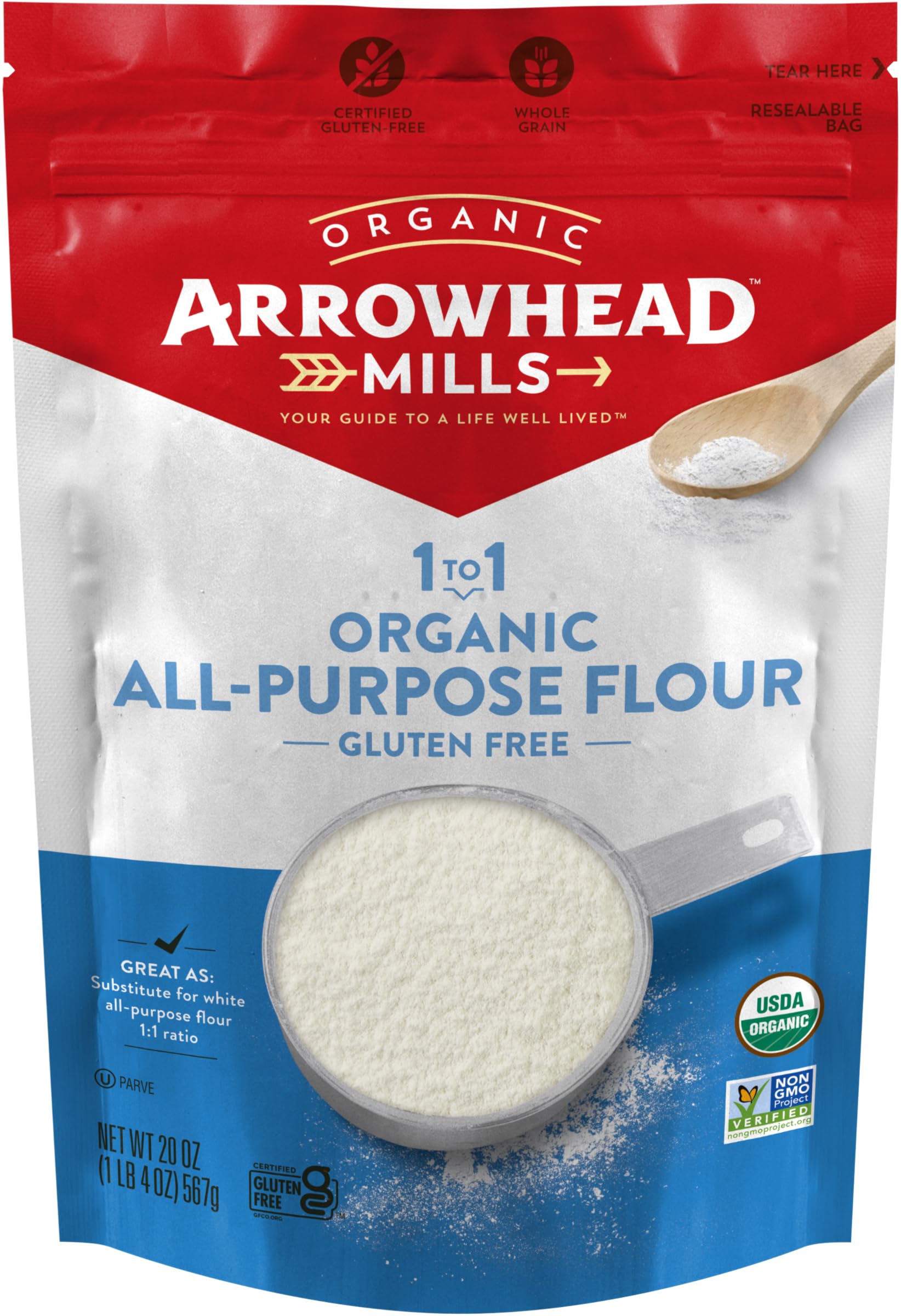 Organic Gluten Free All-Purpose Flour by Arrowhead Mills - 20 oz Bag (Pack of 6) | Perfect for Baking Bread, Cookies & Cakes | Non-GMO, Vegan & Wheat-Free