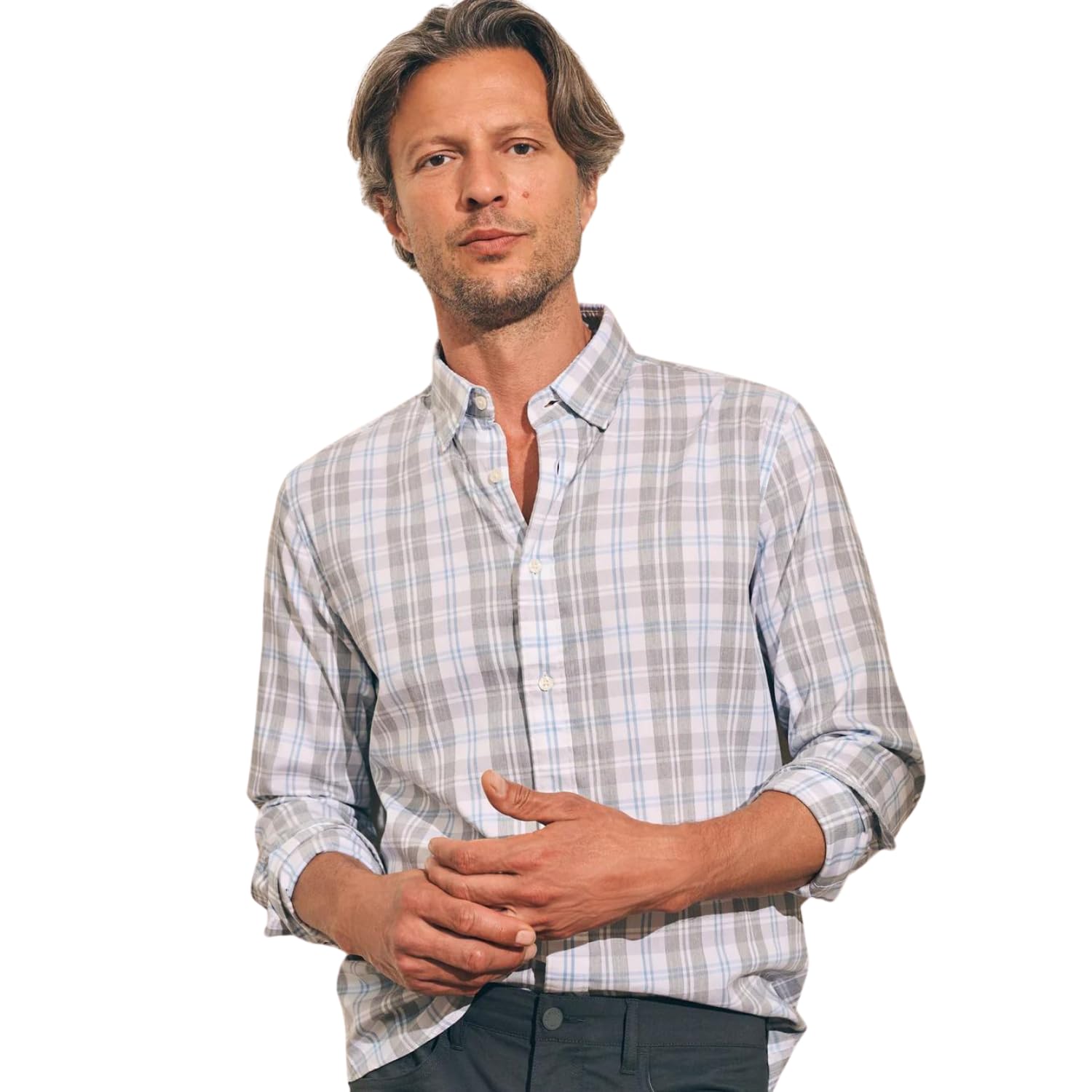 Faherty Men's Movement Shirt - Lightweight Performance Button-Up for Hiking, Travel & Outdoor Adventures | Breathable Quick-Dry Fabric for Active Lifestyles