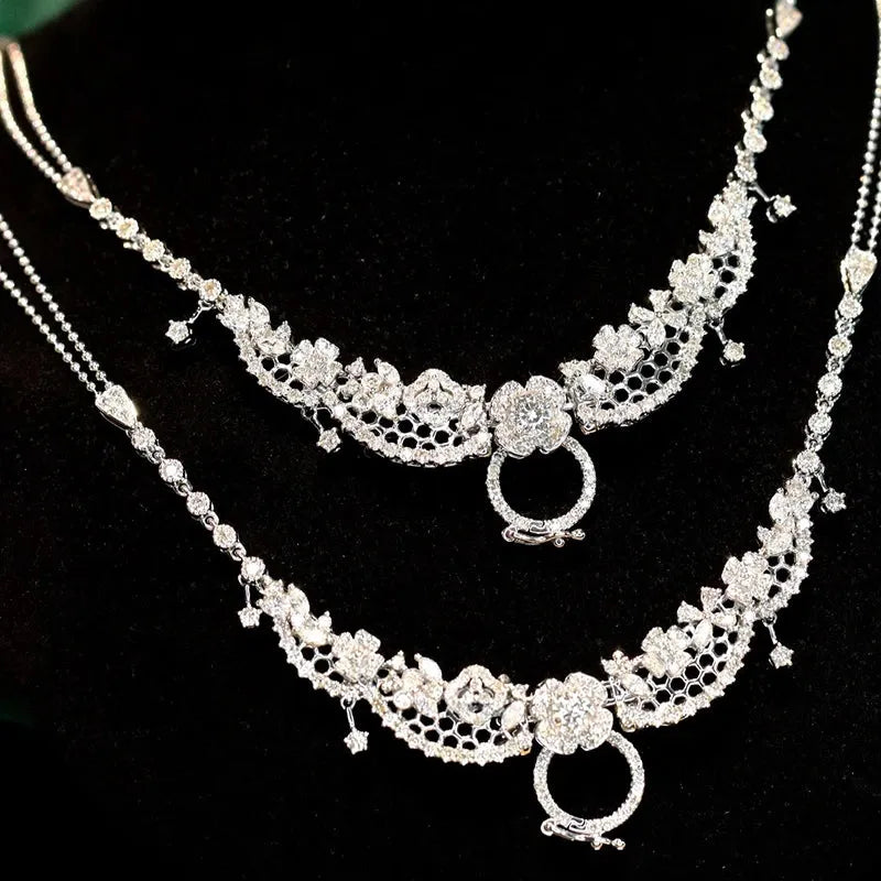 18K White Gold Diamond Flower Necklace for Women - 1.7ct Genuine Diamonds Luxury Pendant Gift for Anniversary, Birthday & Special Occasions | Elegant Party Jewelry & Senior Gift Idea