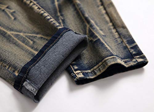 Men's Skinny Stretch Jeans - Slim Fit Moto Biker Denim Pants for Men | Comfortable Straight Leg Jeans for Casual Wear, Riding & Night Out