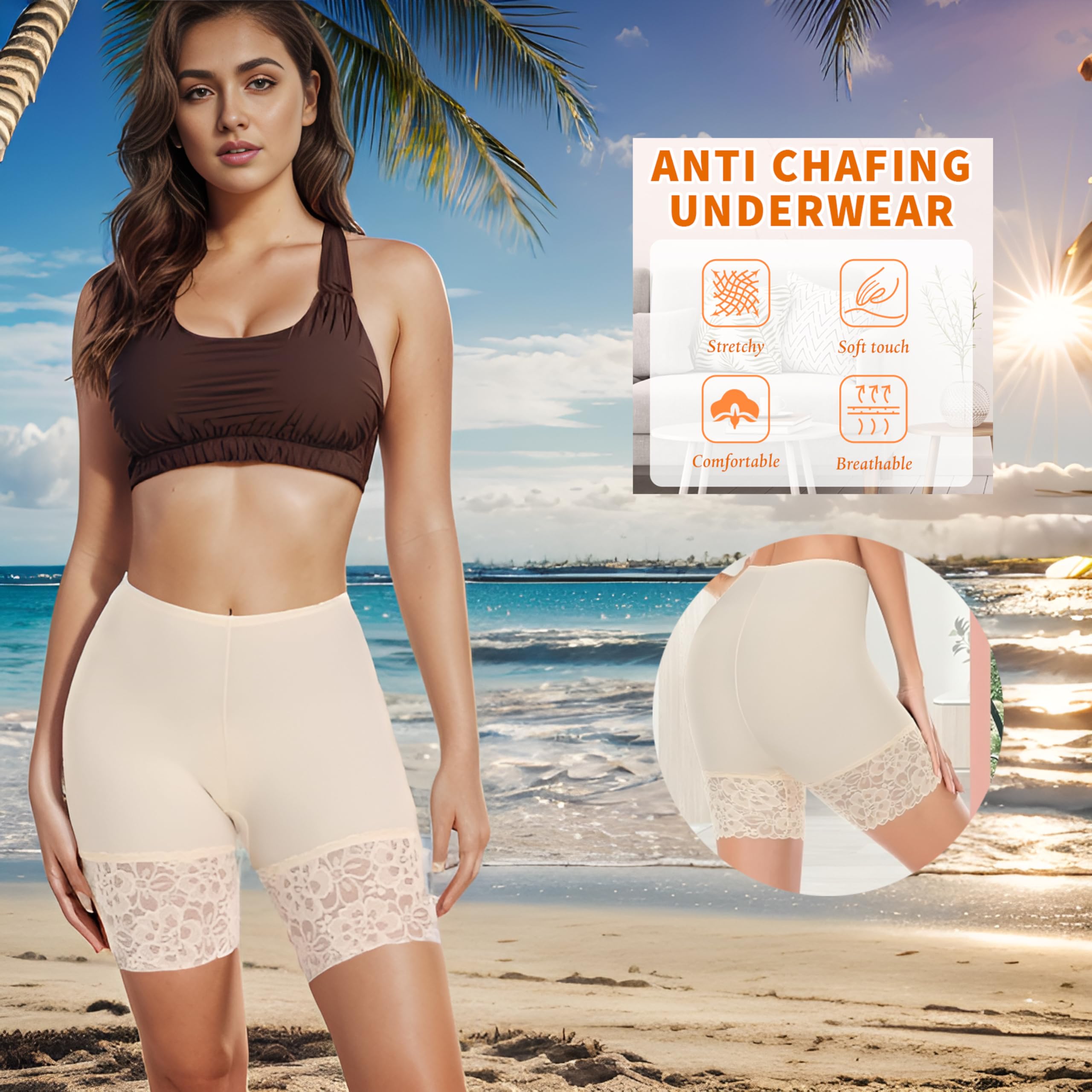 NICSY Women's Seamless Shapewear Shorts - Mid Thigh Boyshorts for Yoga, Cycling & Swim | Anti-Chafing Lace Underskirt for Dresses & Sports | Pack of 1 (Skin XS) | Perfect for Workouts, Beach Days & Everyday Comfort