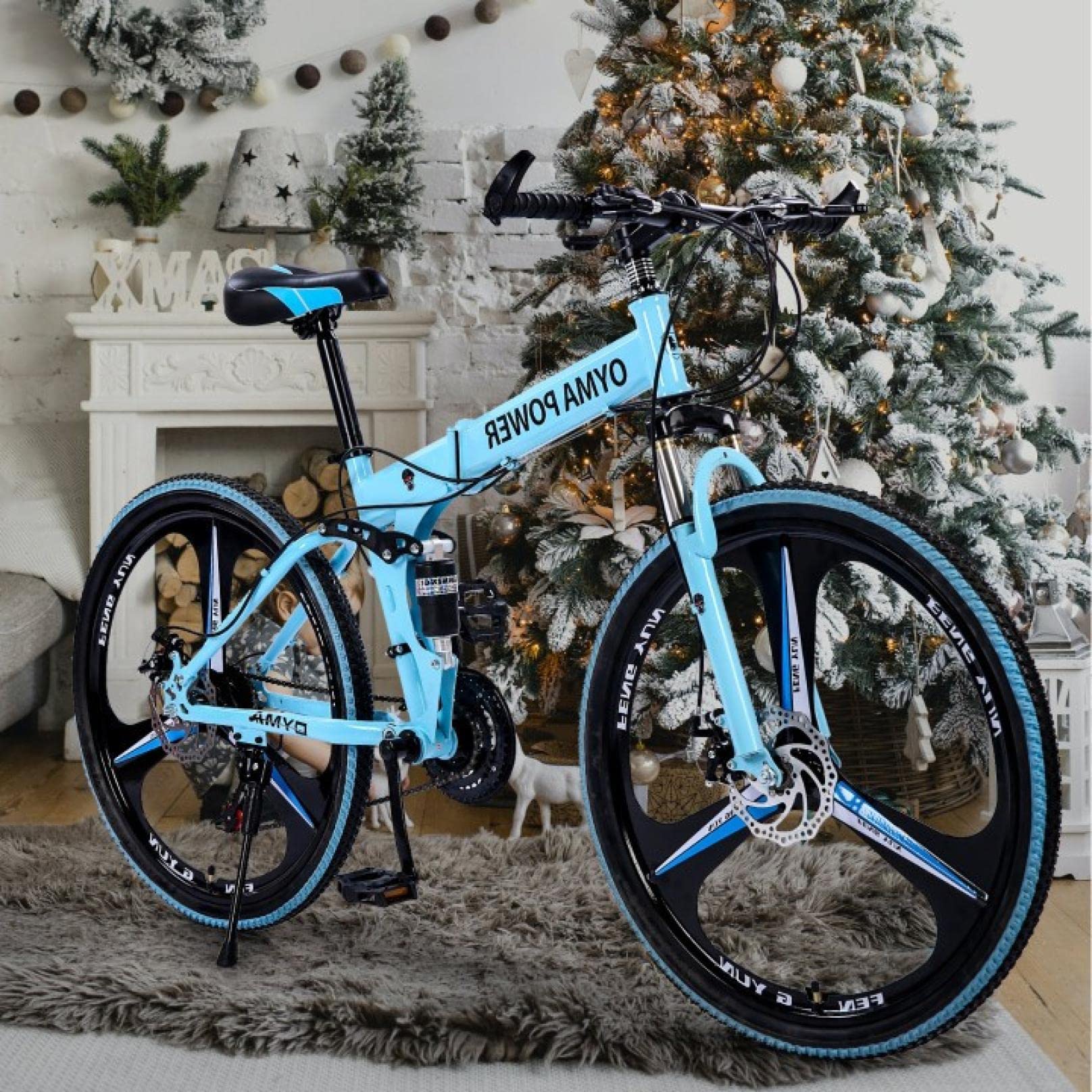 26in Folding Mountain Bike - Shimano 21 Speed, Full Suspension MTB, Lightweight Aluminum Frame for Men & Women - Perfect for Trail Riding, Commuting & Outdoor Adventures