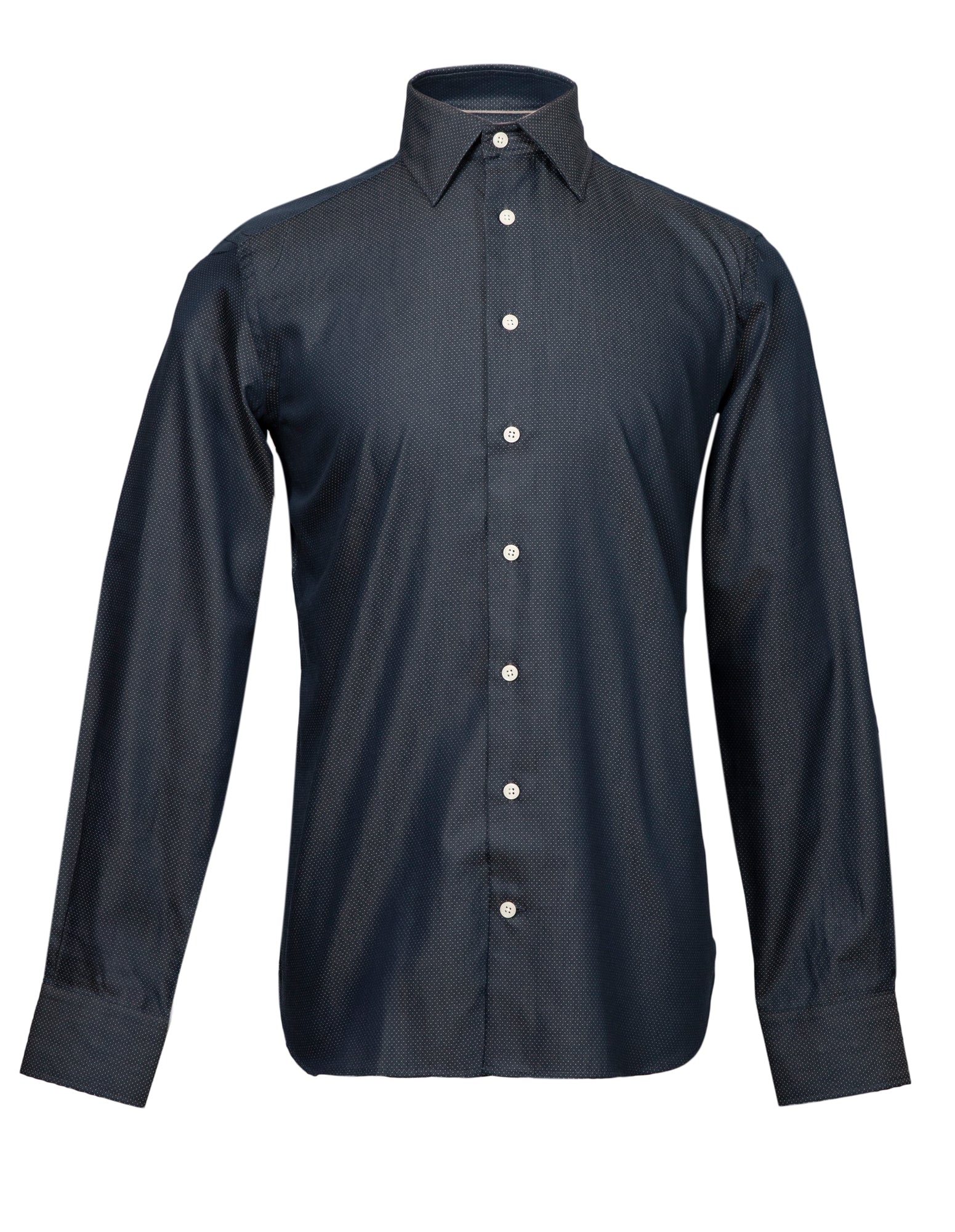 HENRY SARTORIAL Contemporary Fit Dot Print Dress Shirt for Men in Navy Blue | Business Casual & Office Wear