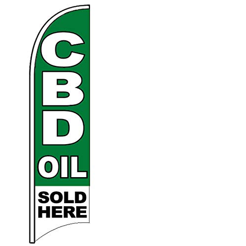 Premium CBD Oil Windless Swooper Flag - Feather Banner Sign for Outdoor Advertising & Business Promotion (Flag Only) - Perfect for Storefronts, Car Dealerships & Trade Shows