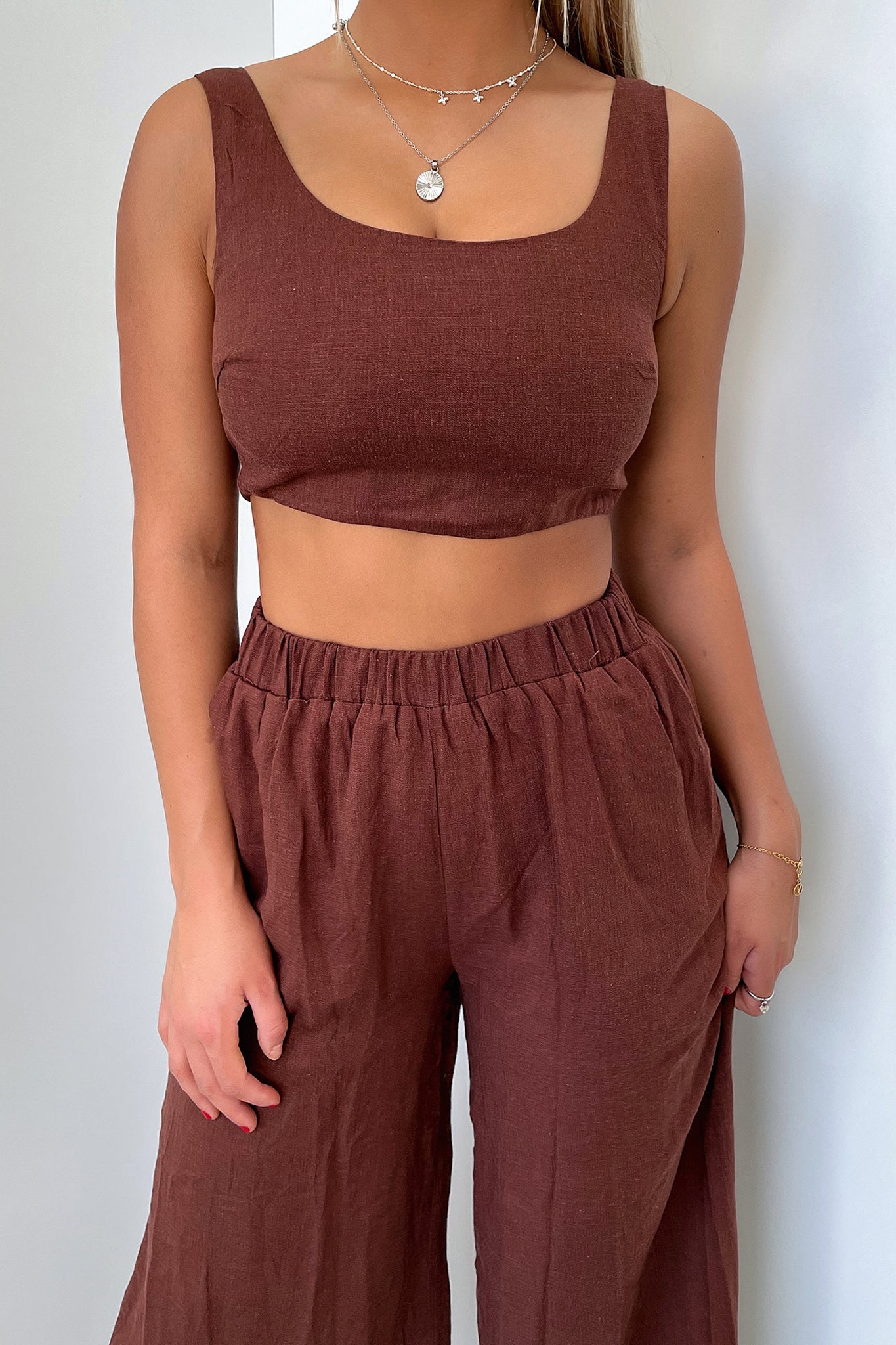 Inka Crop Top for Women - Soft Brown Boho Chic Blouse for Summer, Casual Wear & Music Festivals