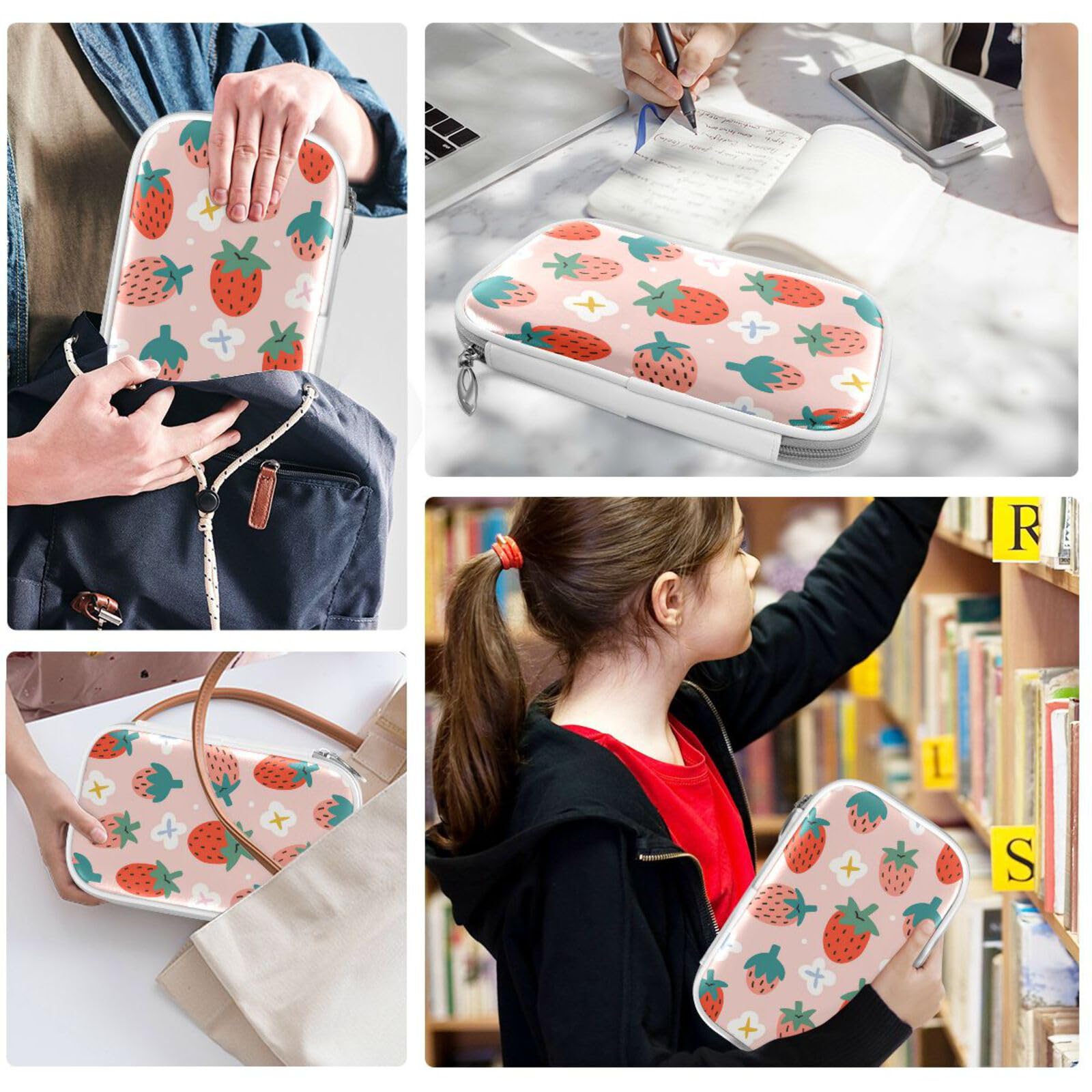 Cute Pink Marble Pencil Case - Zipper Pouch for School & Office Supplies