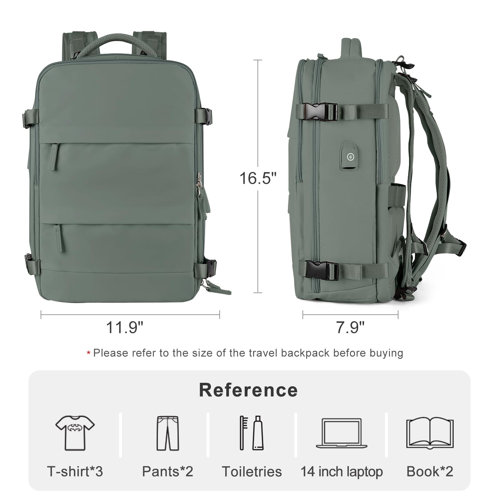 Coofay Airline Approved Travel Backpack for Women & Men - Waterproof Carry On Backpack, Lightweight Hiking Daypack for Outdoor Sports, Gym, Work Commute & Weekend Getaways
