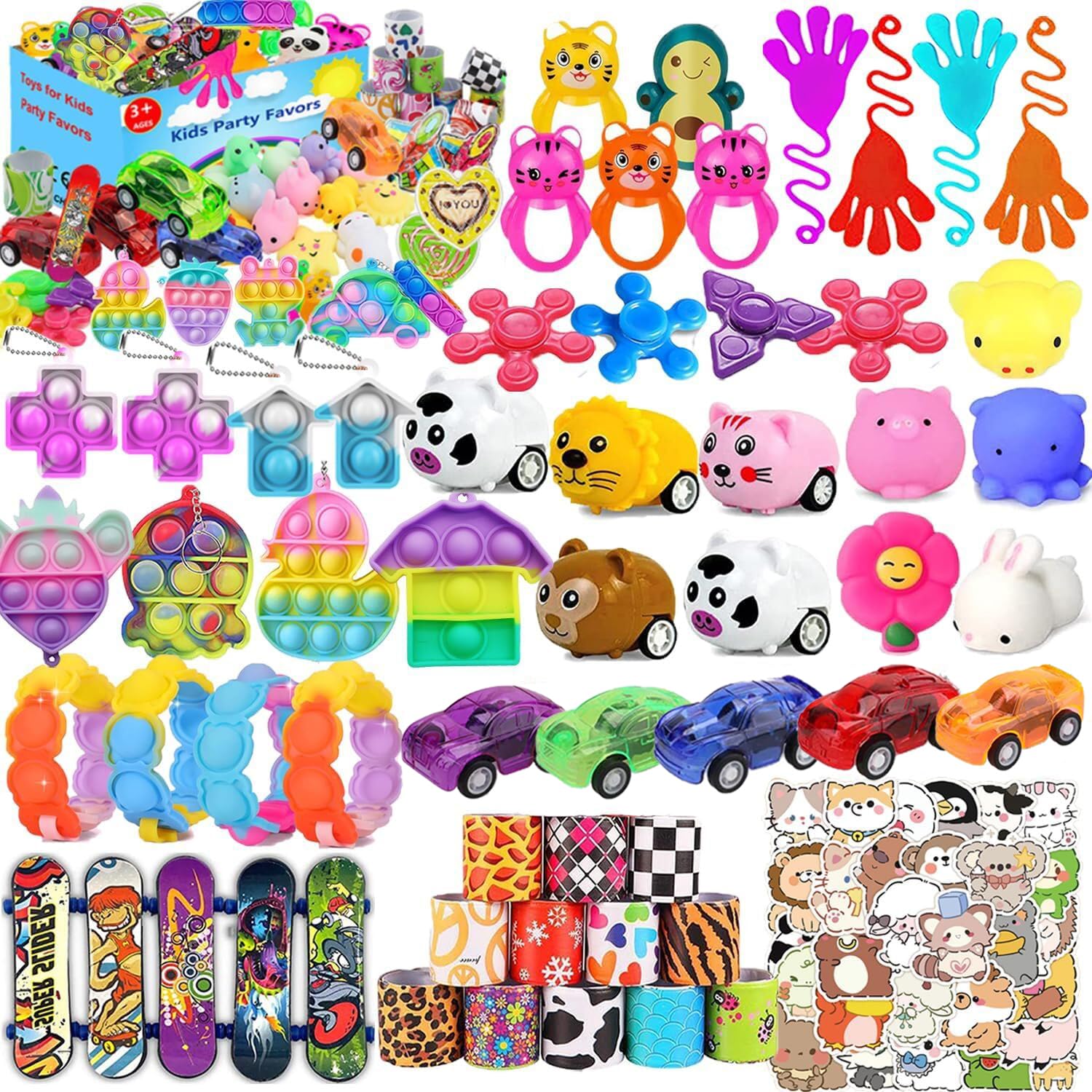 117 Pcs Party Favors for Kids Ages 4-12 - Bulk Pop Fidget Toys, Pinata Fillers, Goodie Bag Stuffers, Treasure Box & Classroom Prizes - Fun Sensory Toys for Birthday Parties, School Rewards & Stress Relief