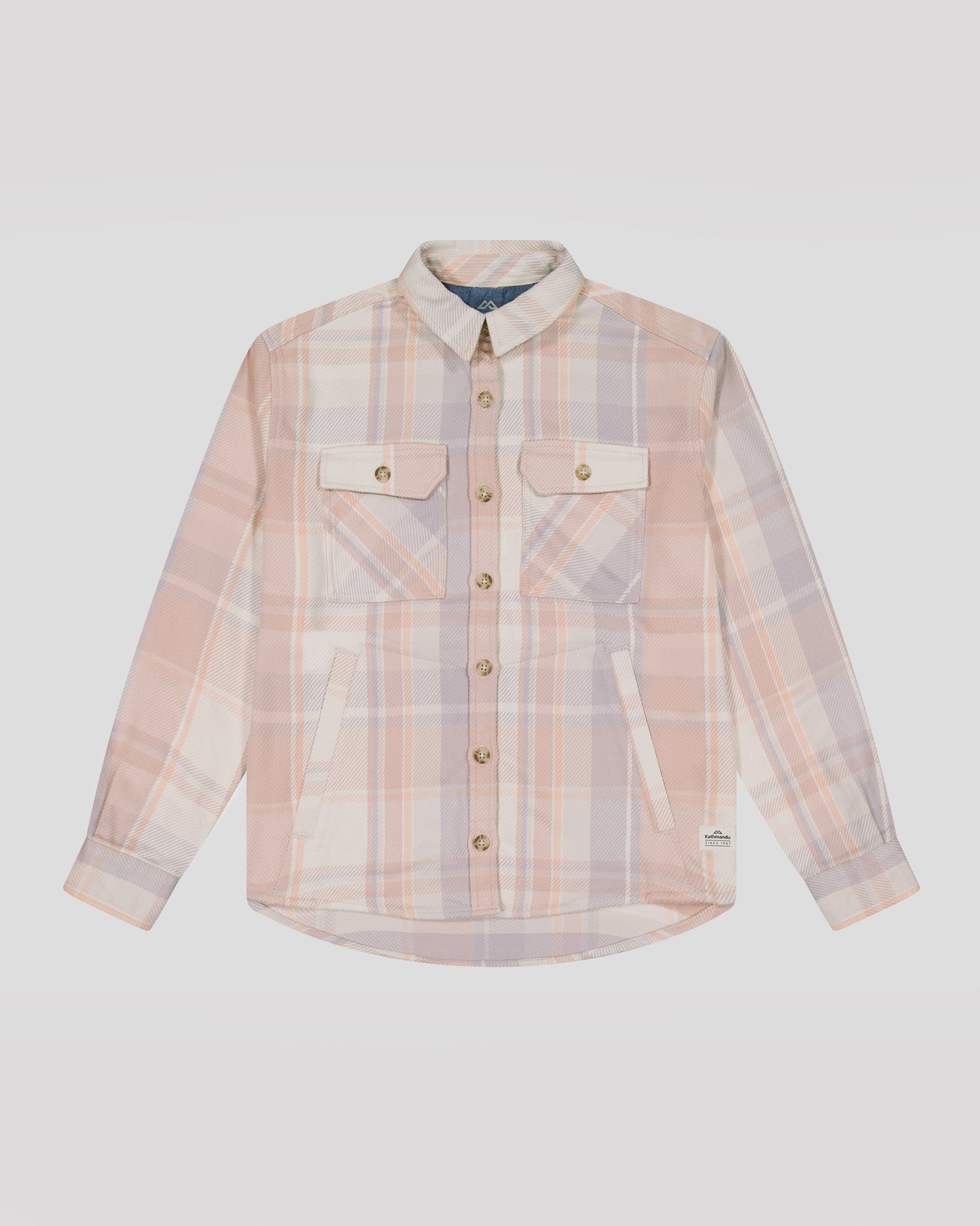 Women's Huntly Long Sleeve Plaid Shirt - Soft Flannel Button Down Top with Mushroom Print for Cabin, Camping & Outdoor Adventures