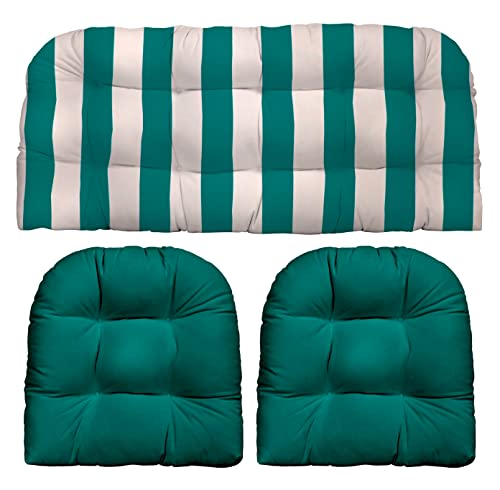 Peacock & White Stripe + Peacock Solid