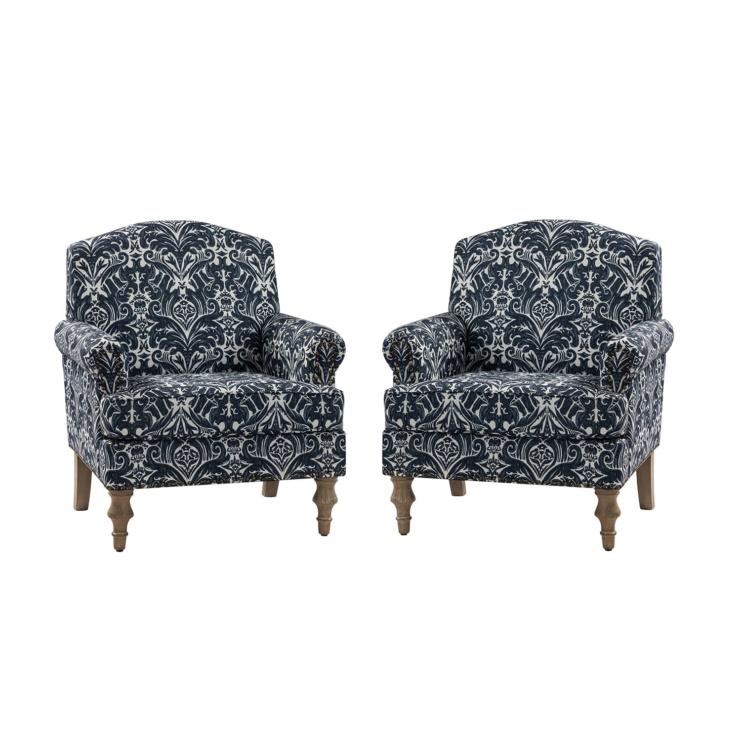 Raphael Farmhouse Armchair with Wooden Legs - Sturdy Frame Accent Chair for Living Room, Bedroom & Office (Multiple Styles Available)