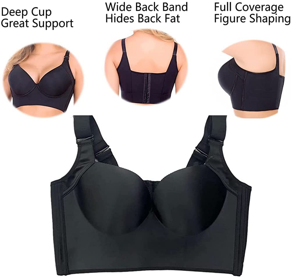 Rosyclo Full Back Coverage Bras for Women - Deep Cup Shapewear Bra with Push Up & Back Fat Control | Comfortable Sports Bras for Workout, Yoga & Everyday Wear
