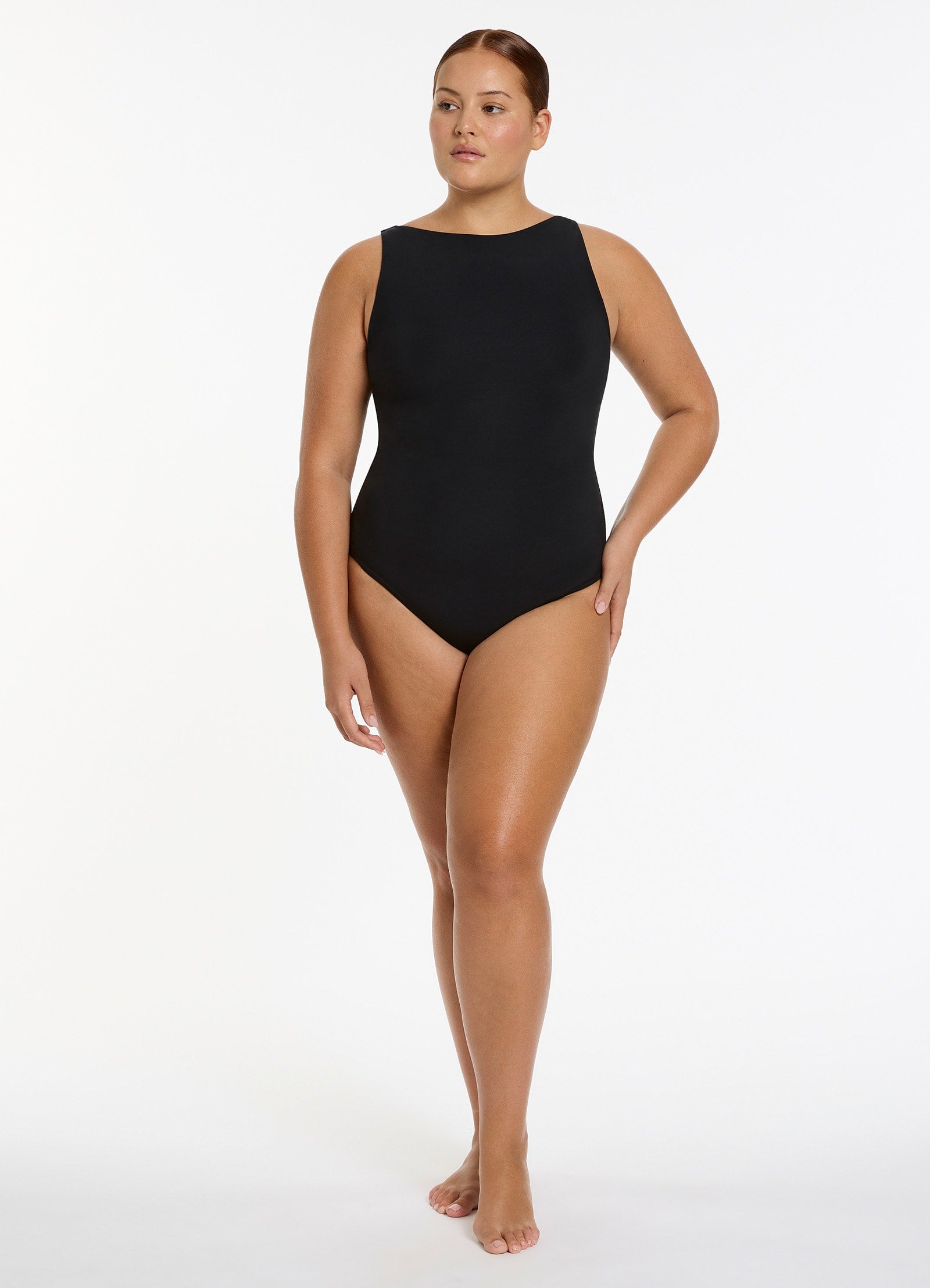 Jetset Boat Neck One Piece Swimsuit - Black | Slimming One-Piece Bathing Suit for Women | Perfect for Beach, Pool, and Vacation