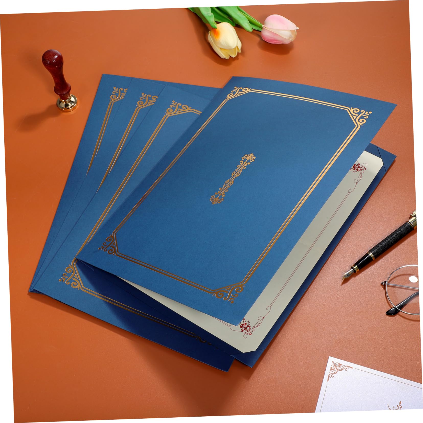 Alipis 4-Pack Blue Diploma Certificate Holders - A4 Document Folders for Awards, Diplomas & Important Papers | Perfect for Graduation, Office Organization & Professional Document Display