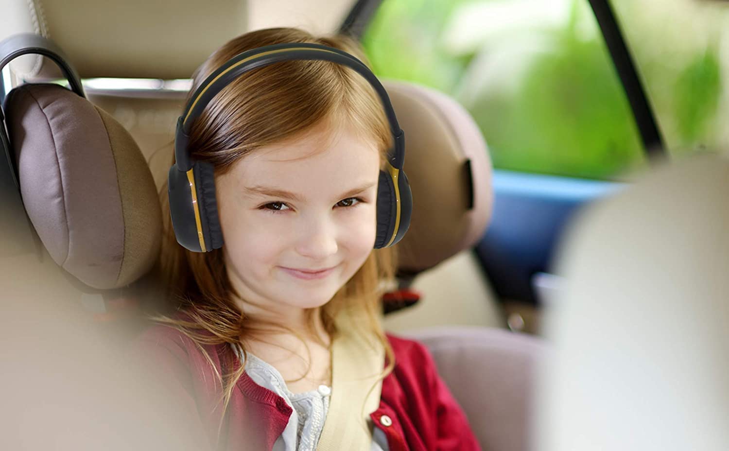 SIMOLIO 2 Pack Wireless IR Headphones with 2-Channel IR Transmitter - Compatible with TV, PC & Car DVD - Universal Kids & Rear Seat Passenger Headphones for Home Entertainment & Road Trips